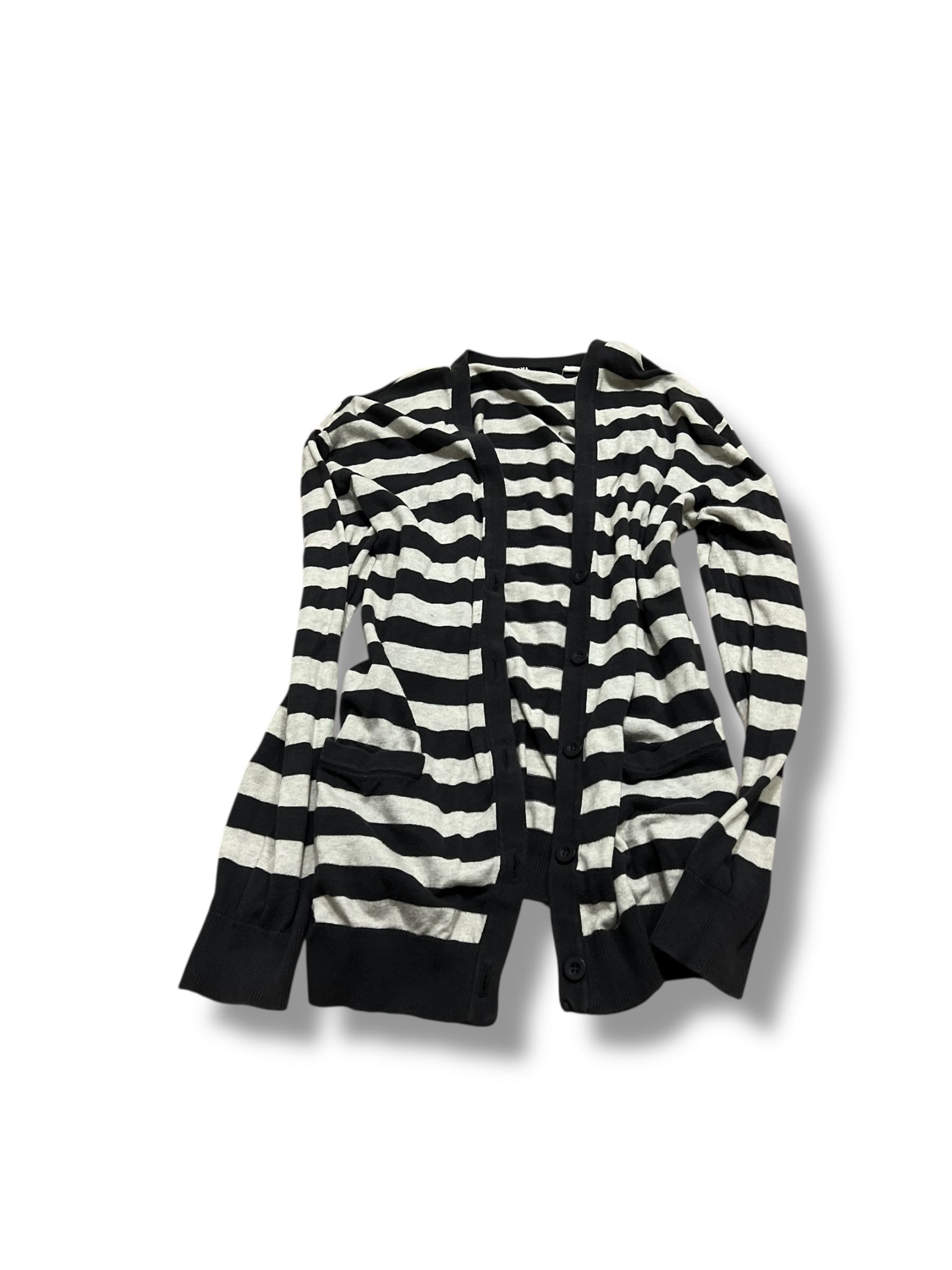 Fall striped navy white cardigan size medium