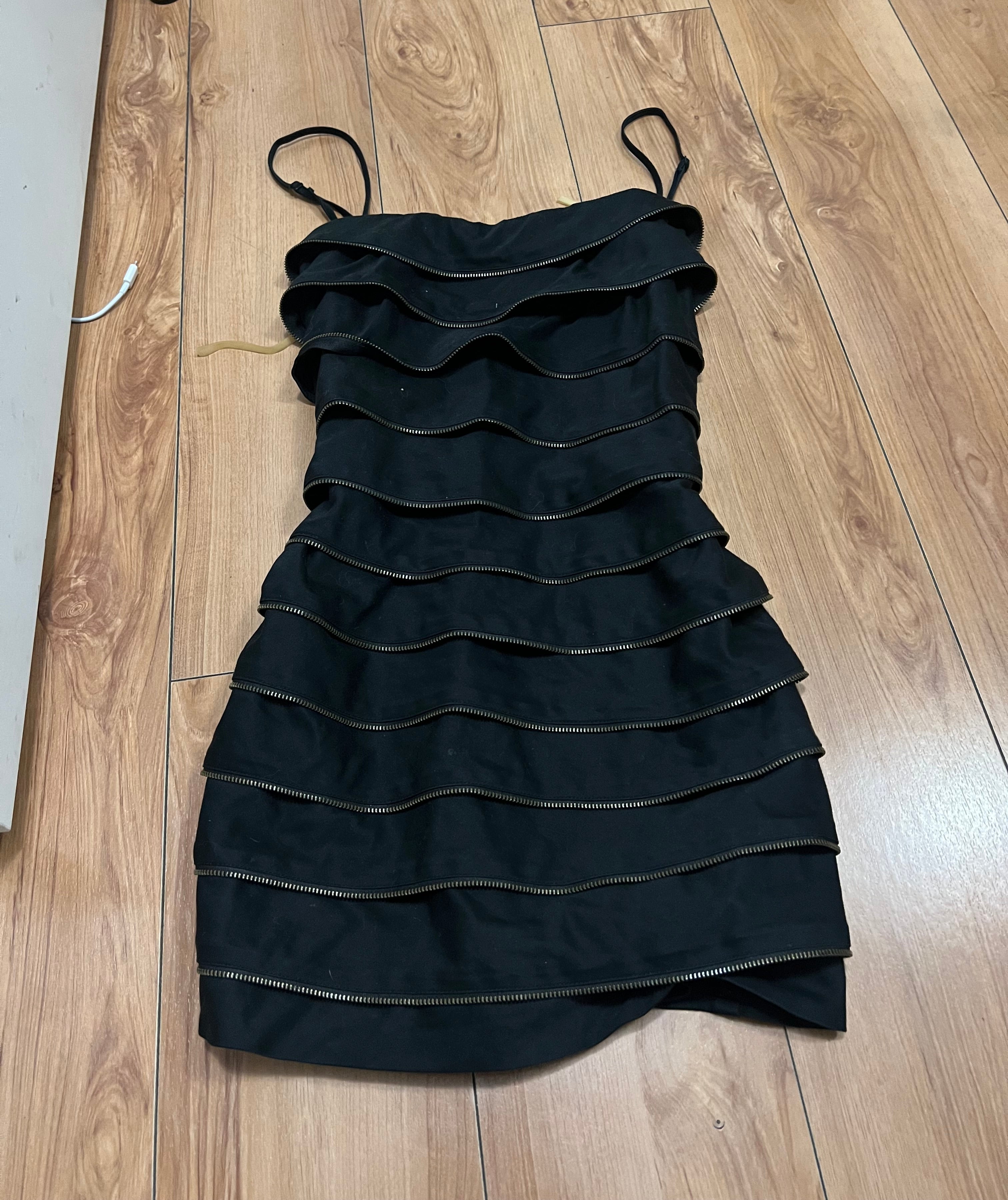 Black zipper archive grunge mini dress size medium vintage