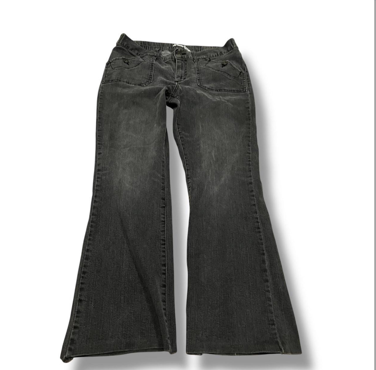 Low rise flare denim studded jeans with cool 90’s fit