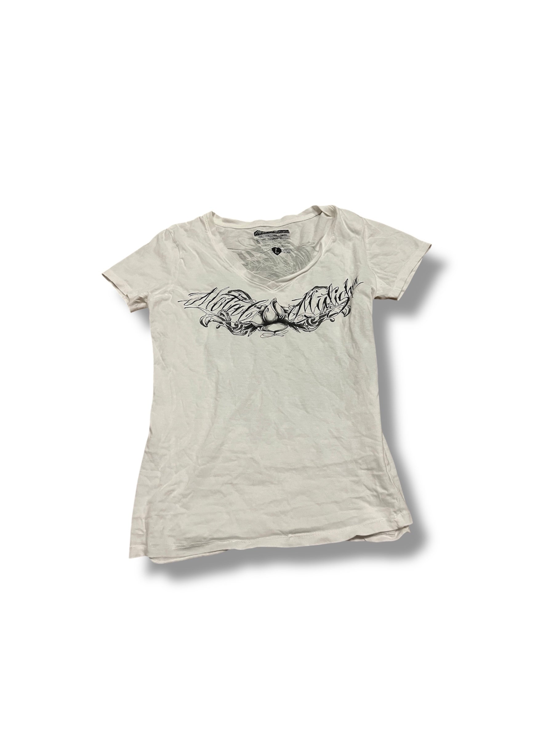 White metal mulisha tee skull size medium