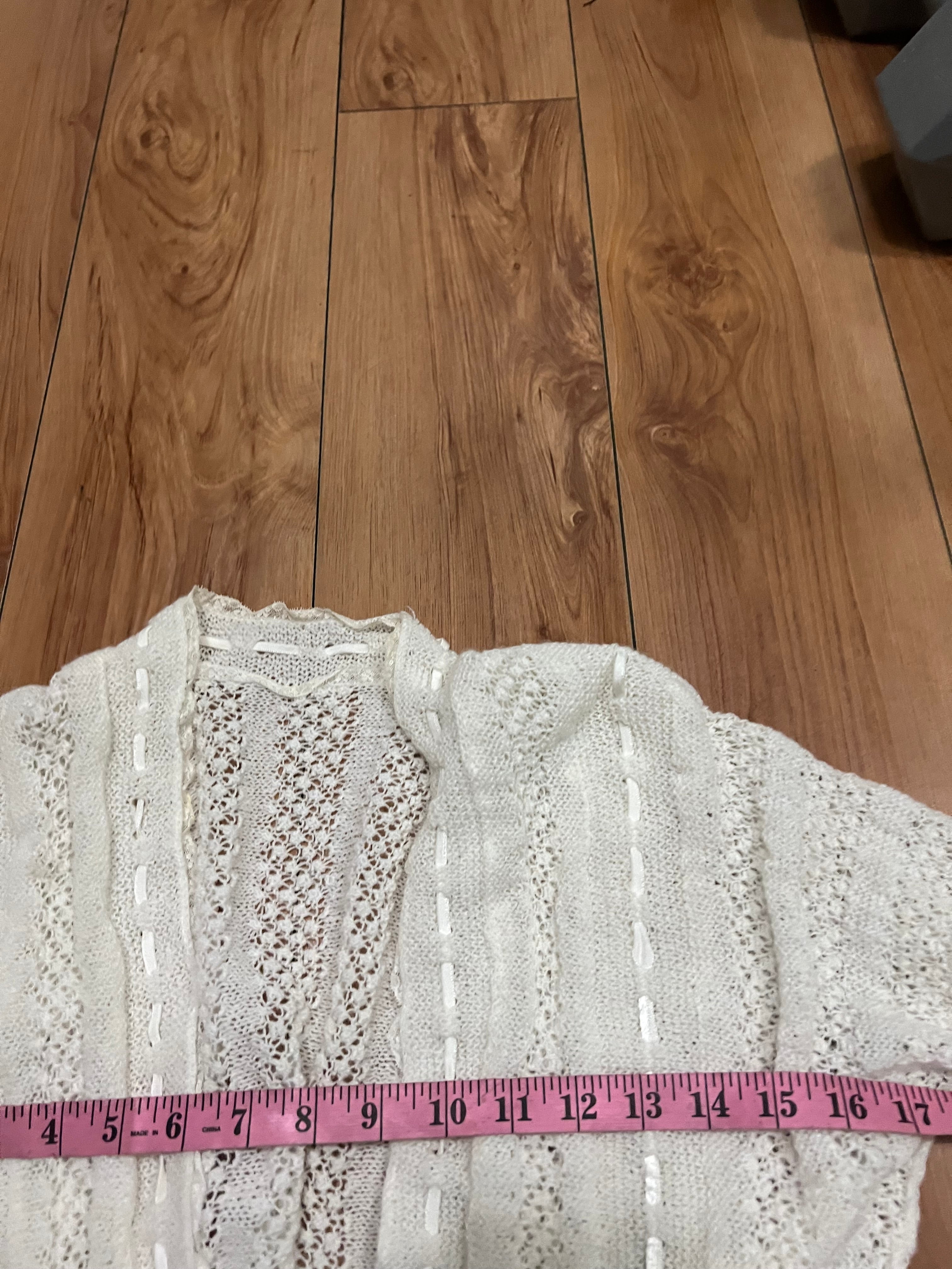 White ribbon light crotchet jacket size medium