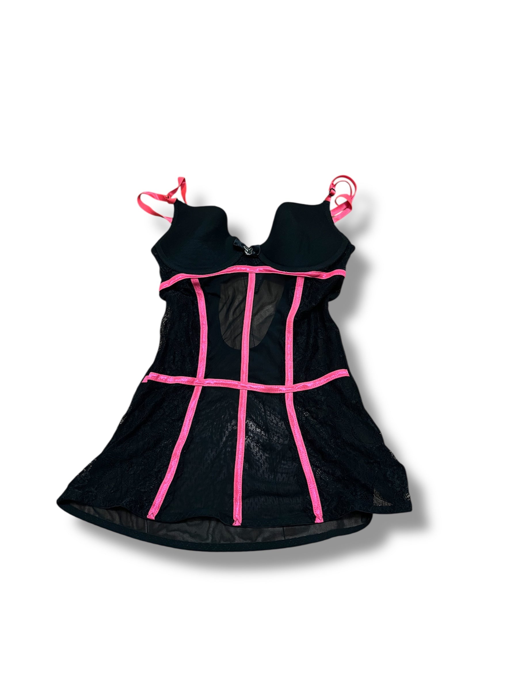 Black pink playboy corset top size small