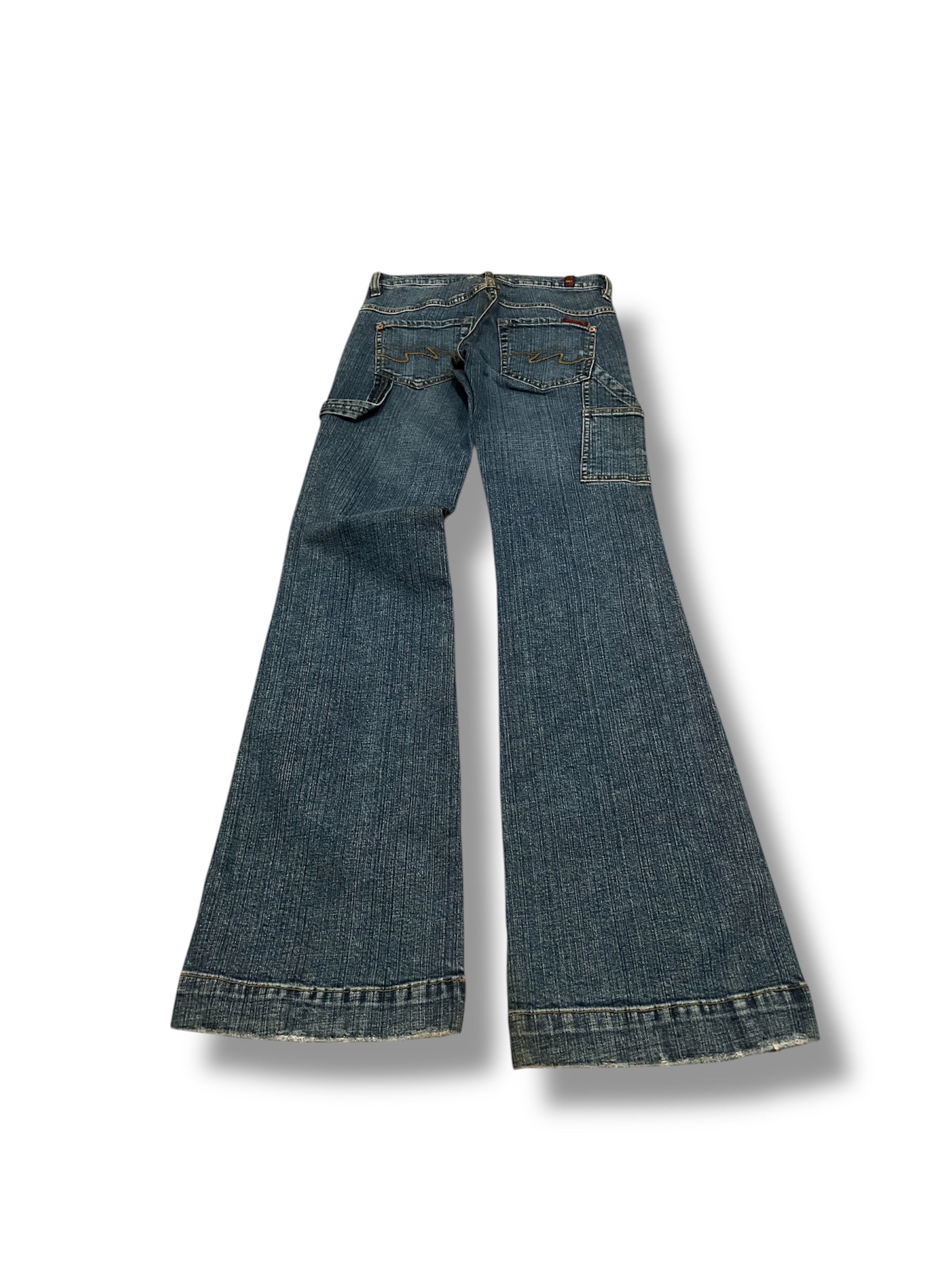 Low rise wide leg cargo jean pants