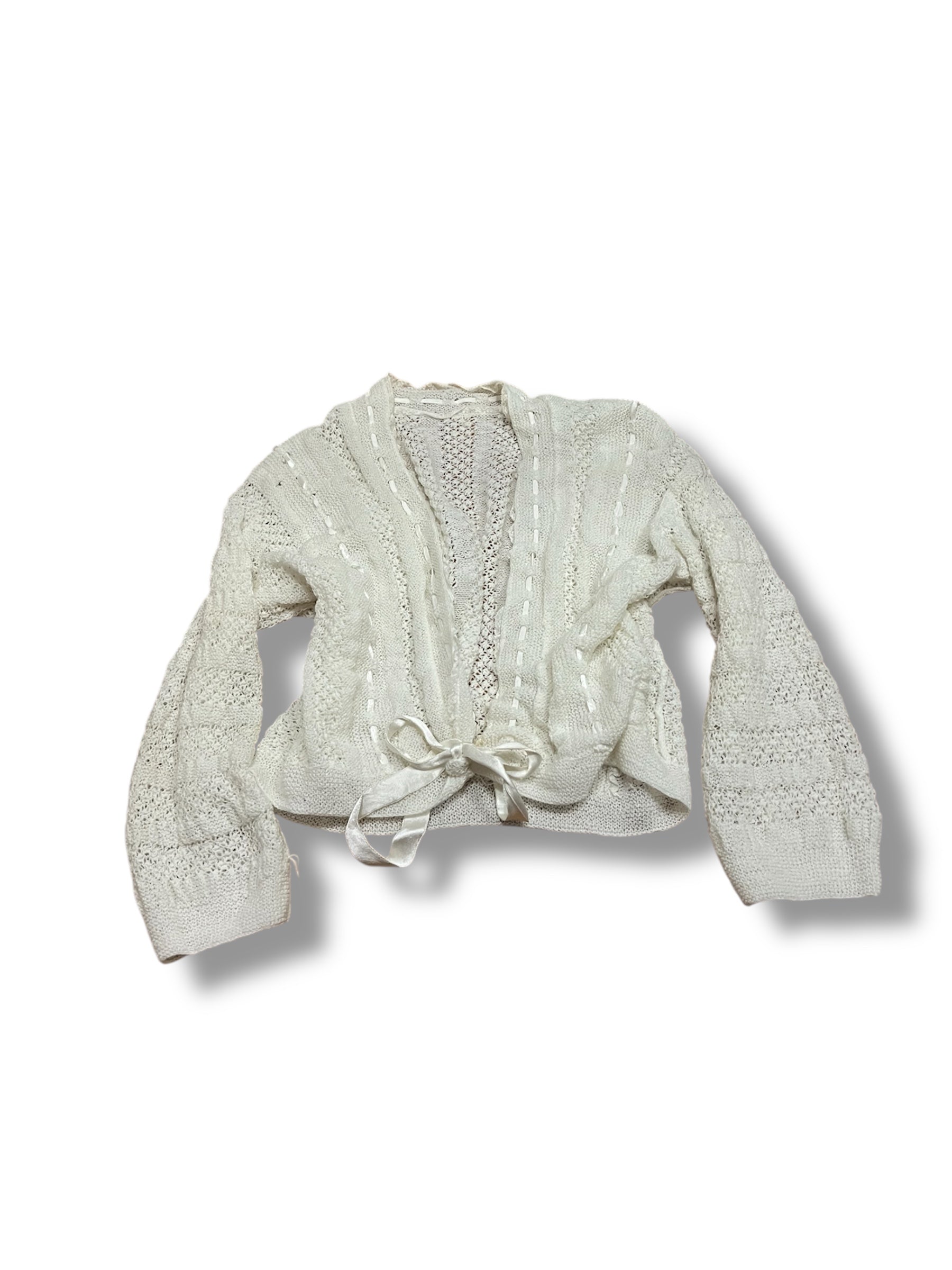 White ribbon light crotchet jacket size medium