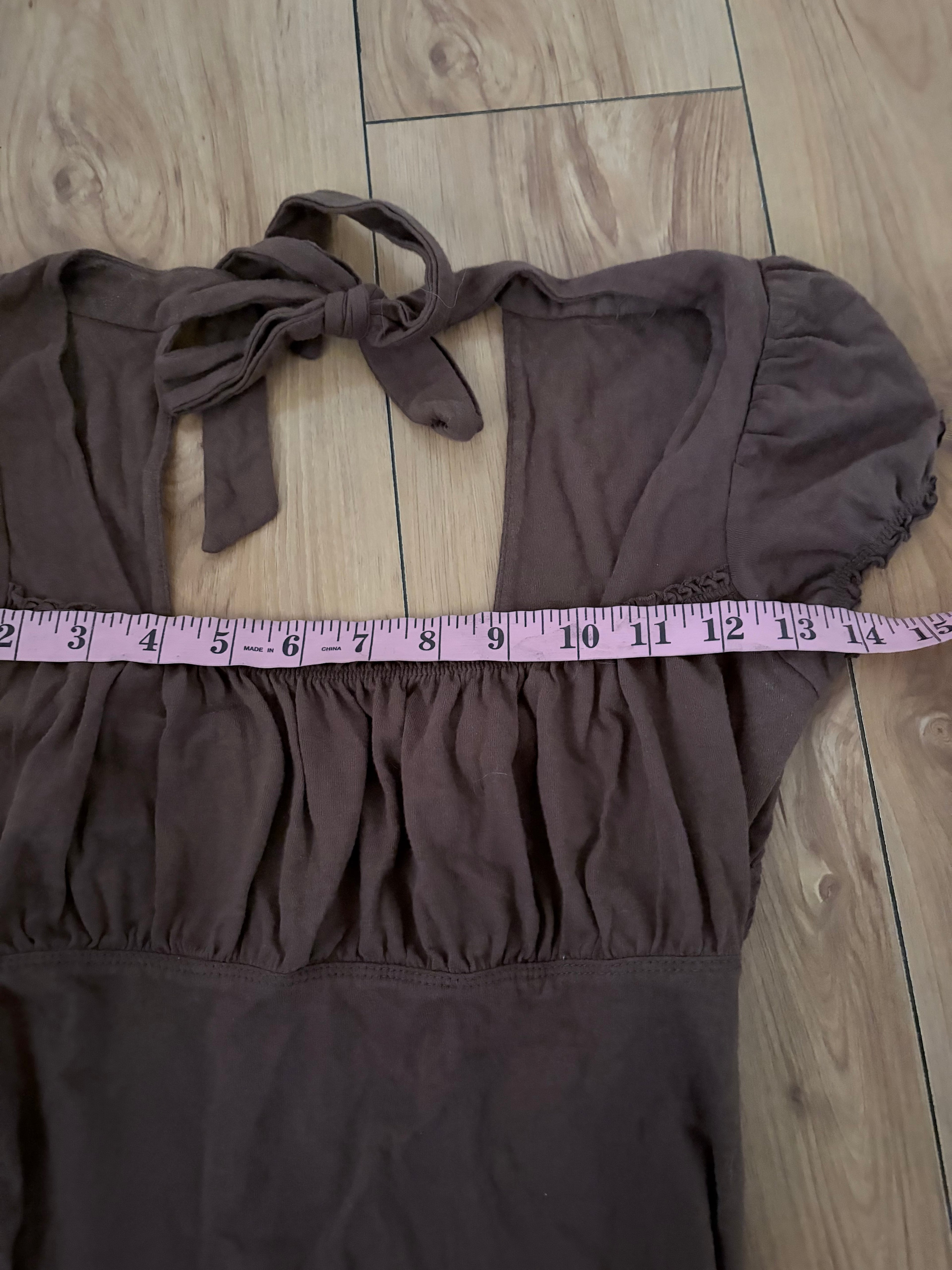 Brown milkmaid tie babydoll dress size small lei