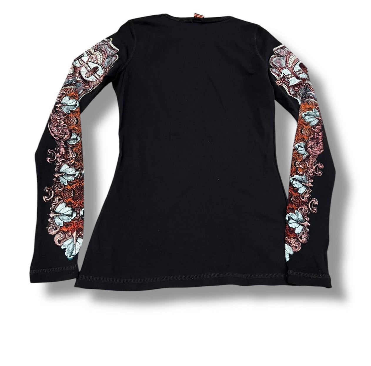 Black mesh 100 print emo jpg save the queen vibes long sleeev