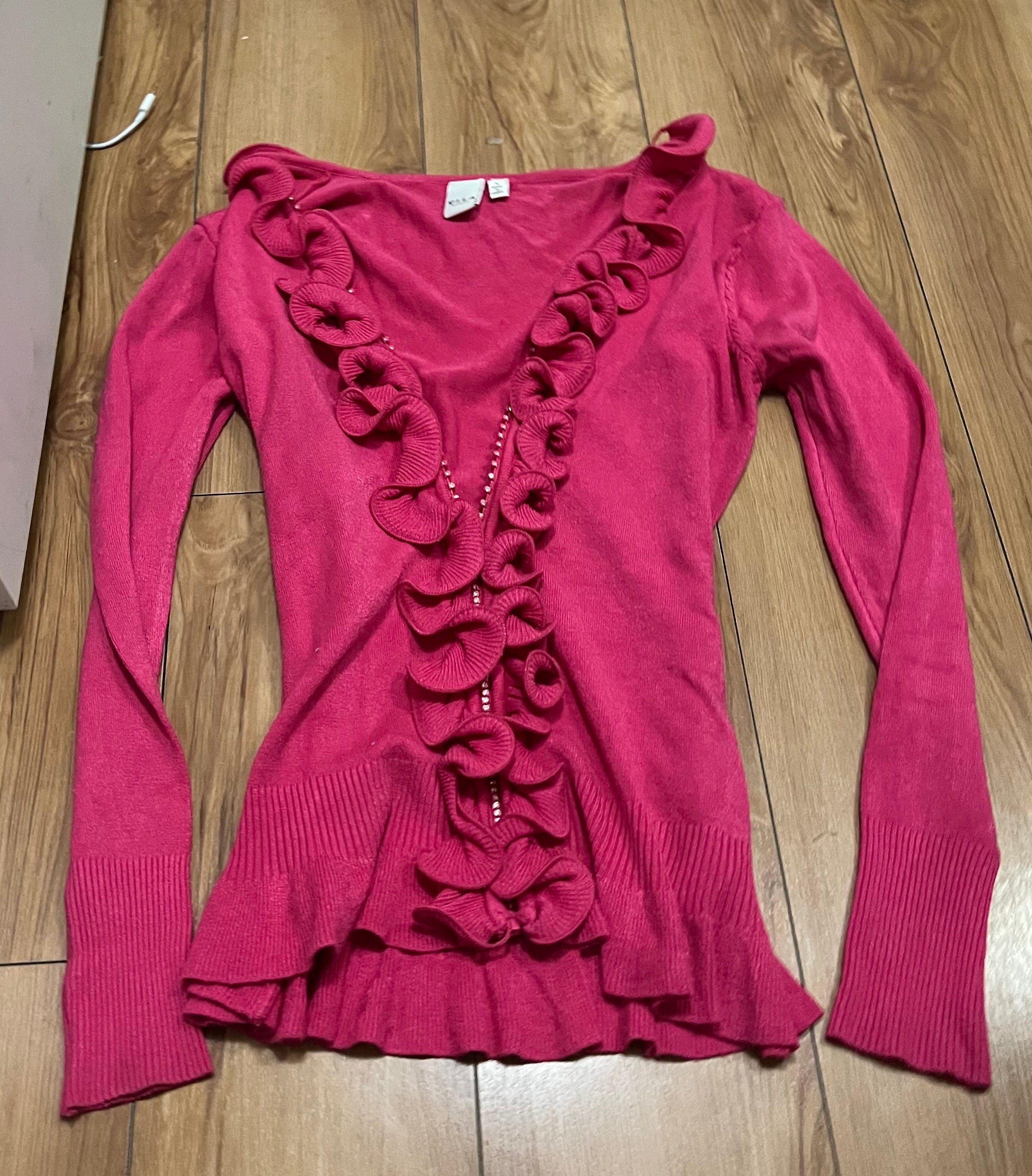 Hot pink ruffle 2000’s jacket size small