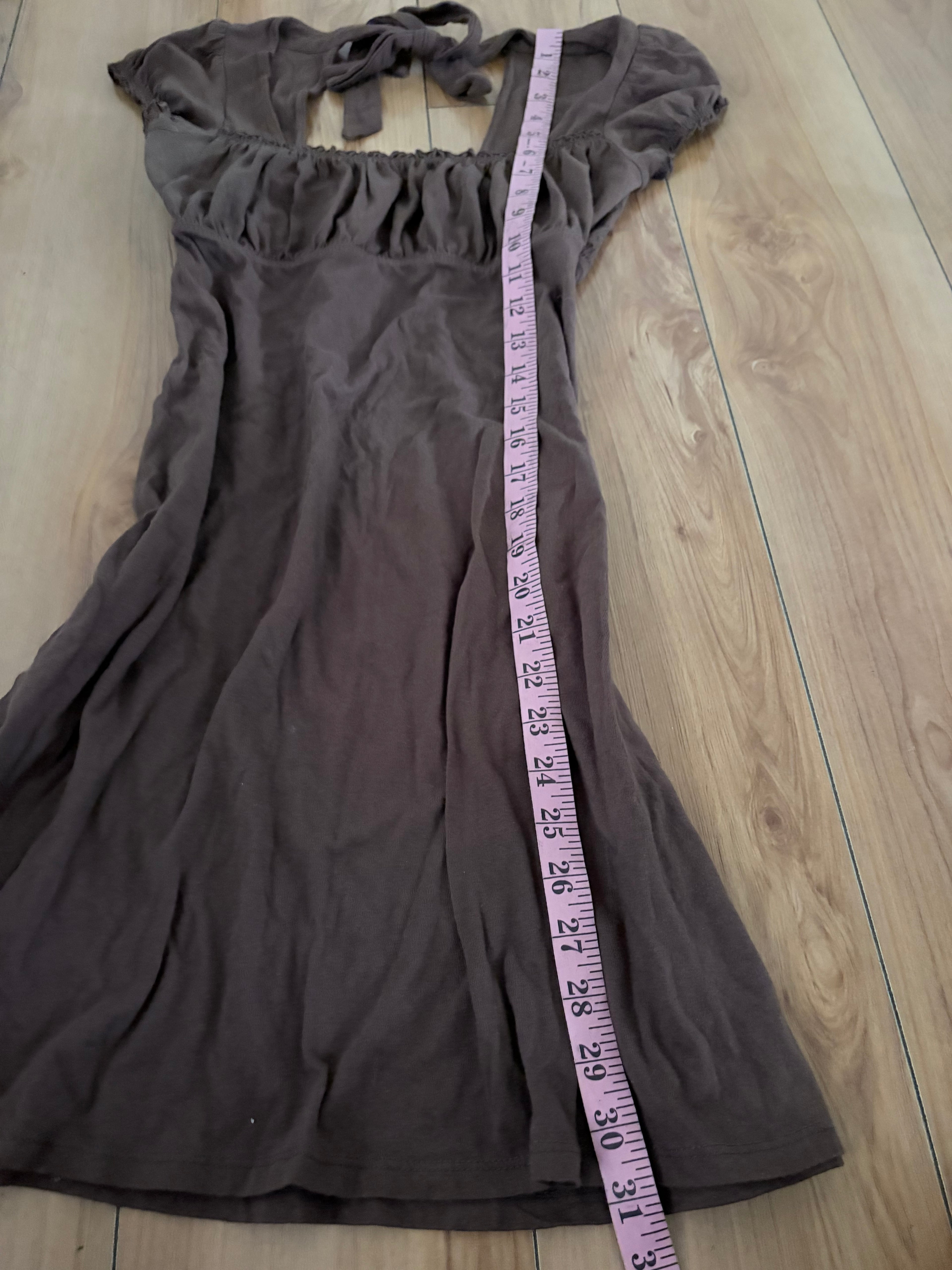 Brown milkmaid tie babydoll dress size small lei