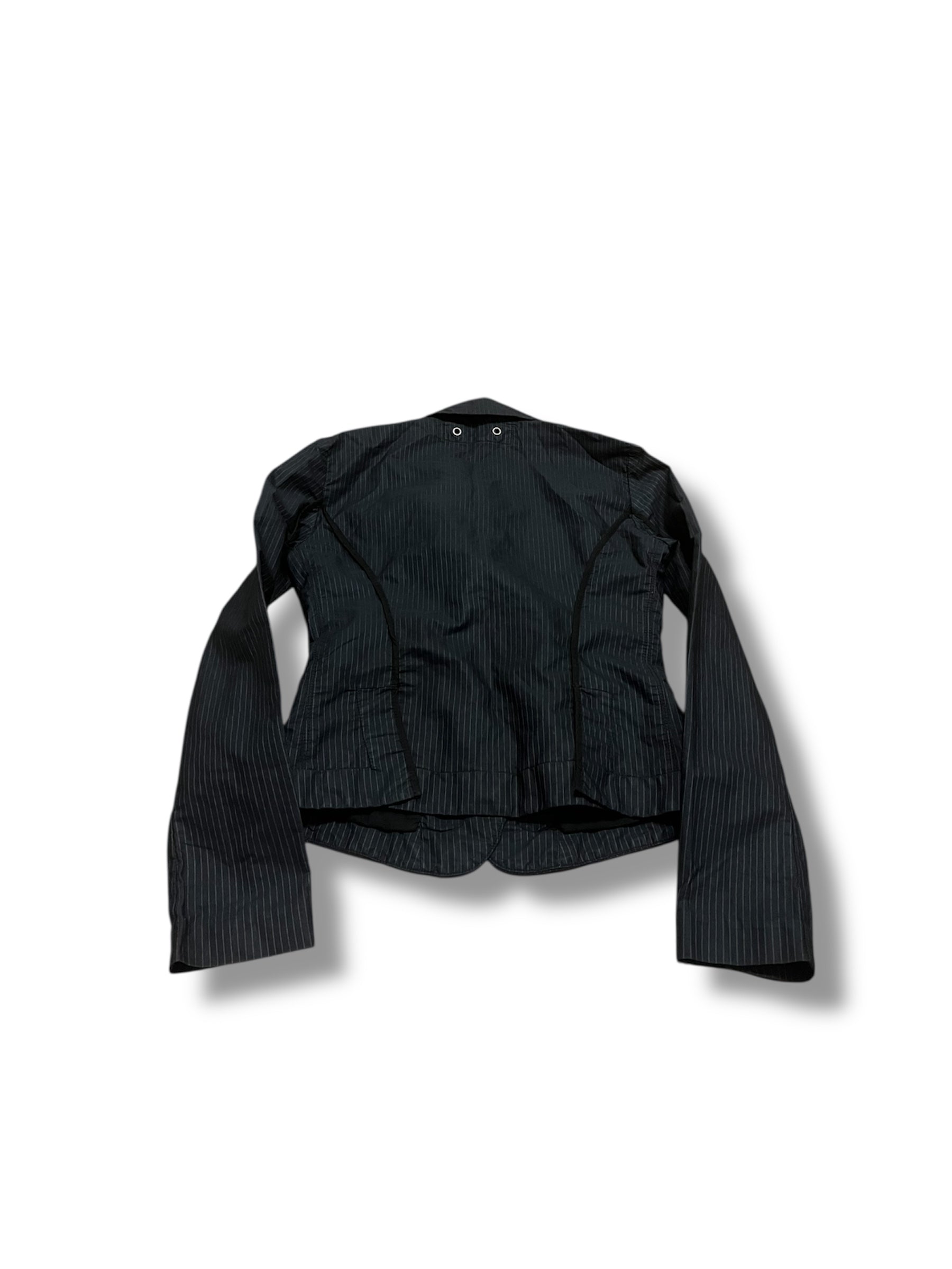 Black grey snatched pinstripe blazer jacket Alice Cullen size small