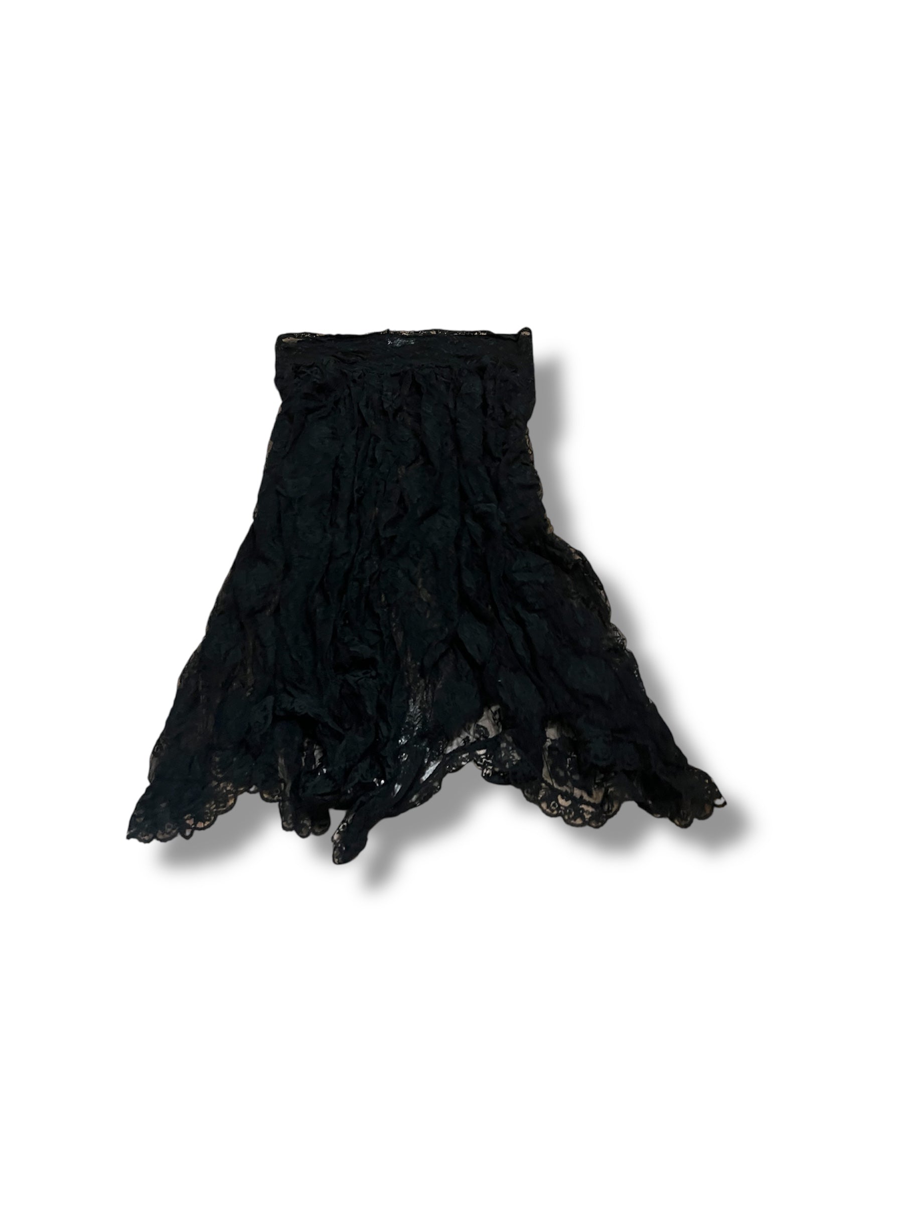 Black midi sheer vintage asymmetrical skirt size 7