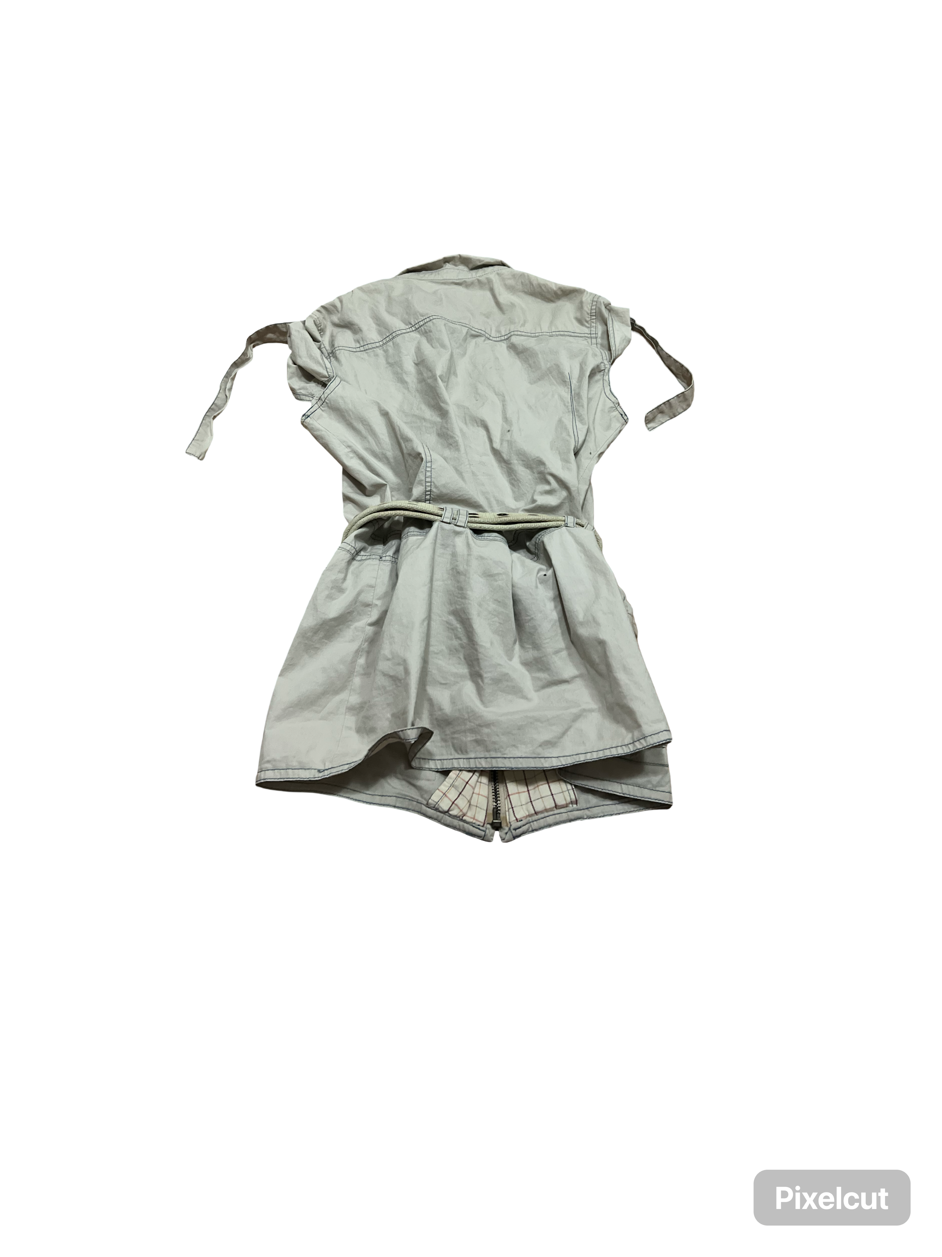 Cargo belted mini skirt beige embroidered medium