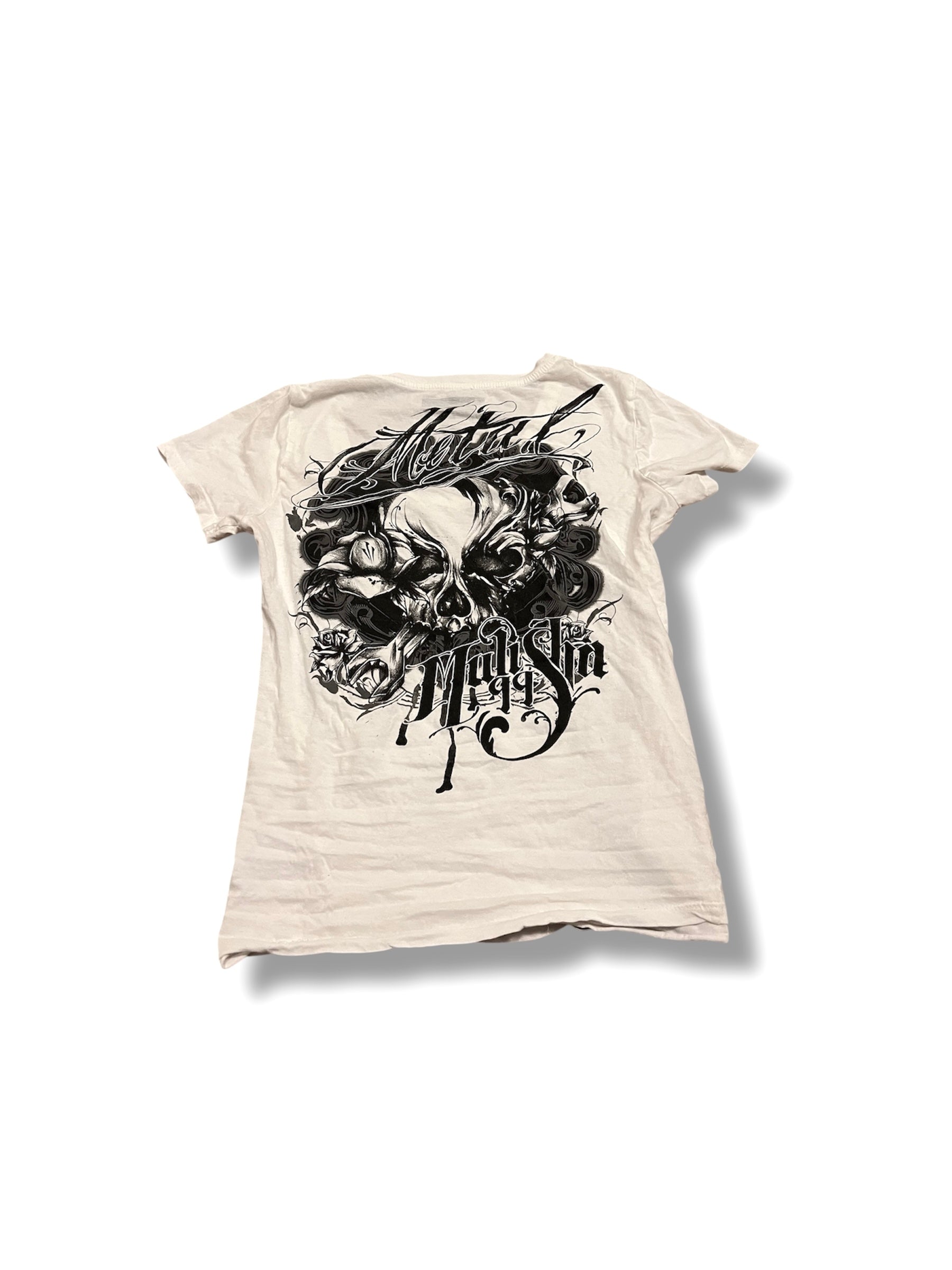 White metal mulisha tee skull size medium