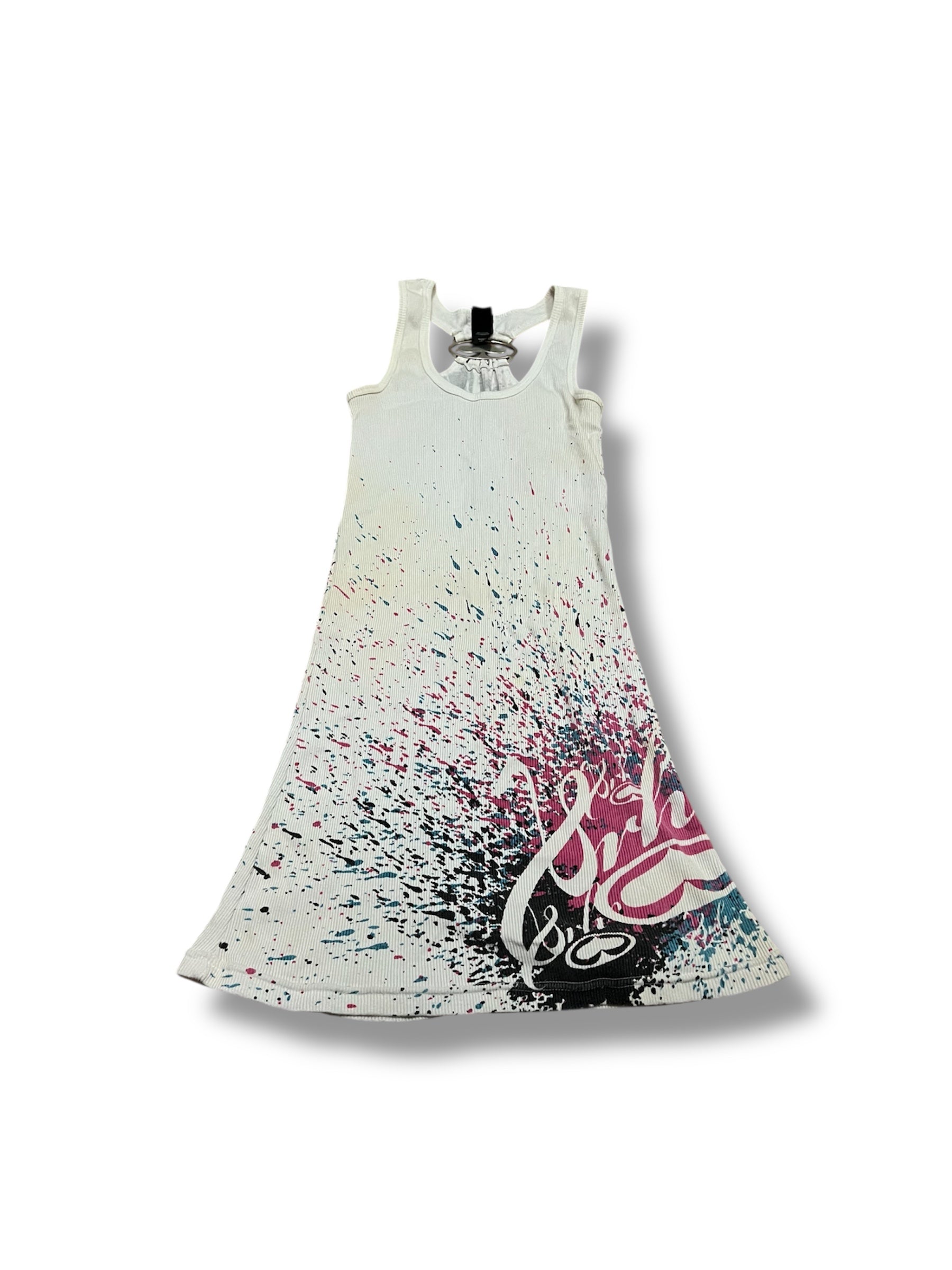 White cyber y2k emo grunge micro dress with metal thing size small