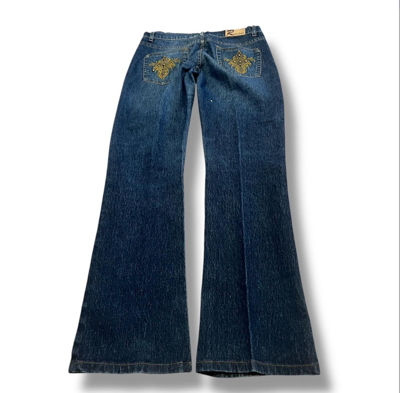 Embroidered 90’s low rise flare jeans size medium