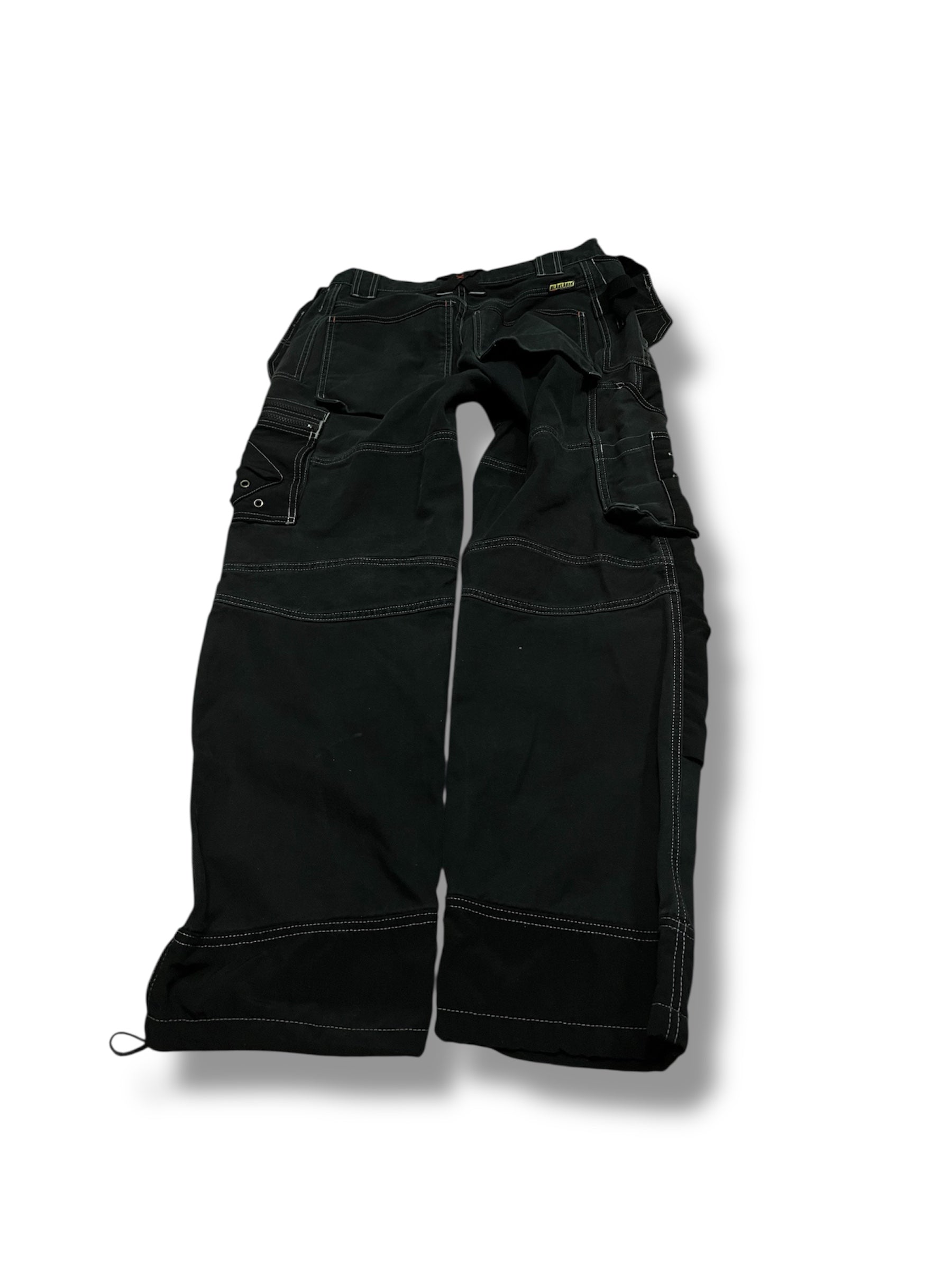 Black grunge rave blue collar cargo pants size 34x32