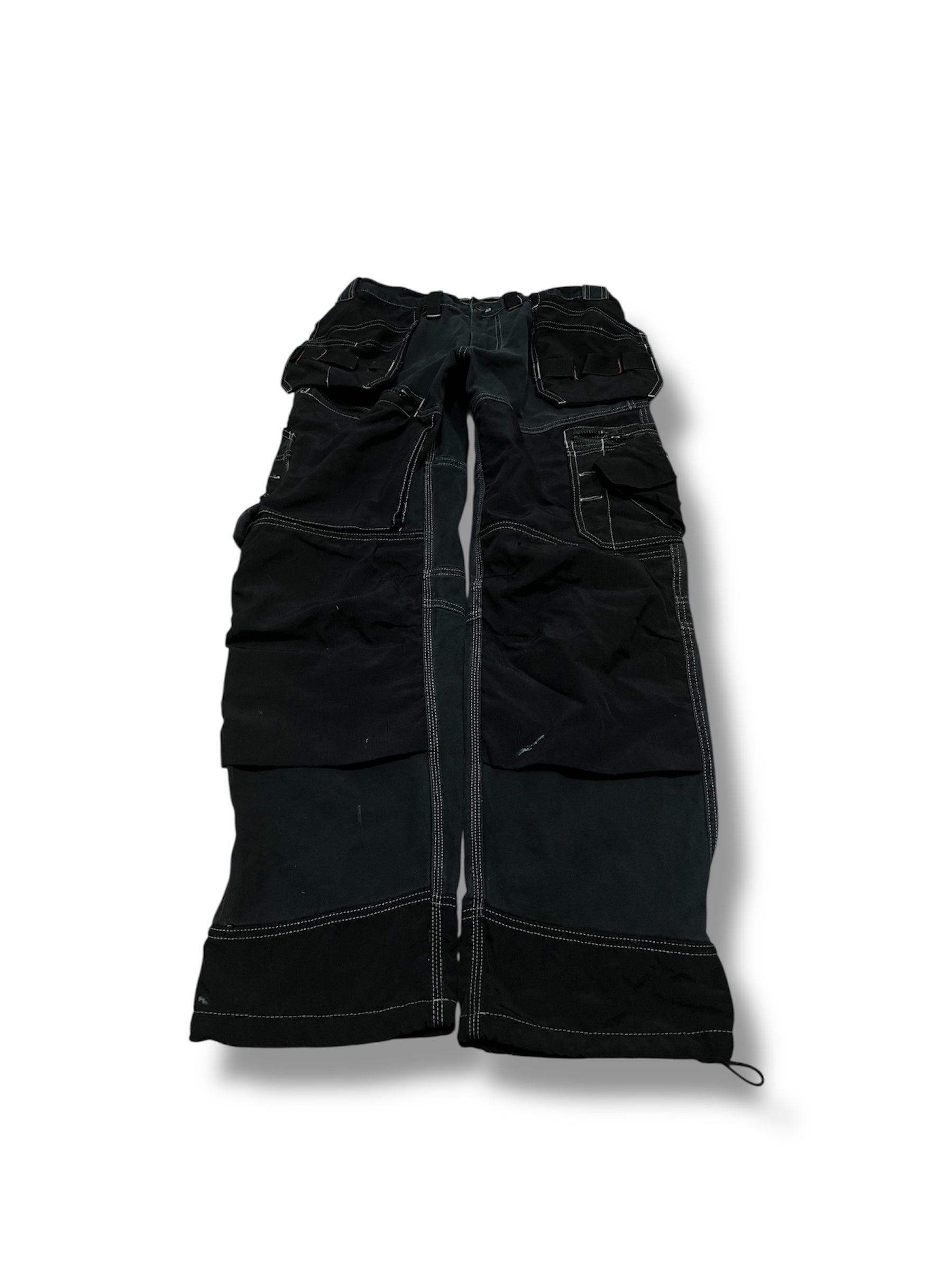 Black grunge rave blue collar cargo pants size 34x32