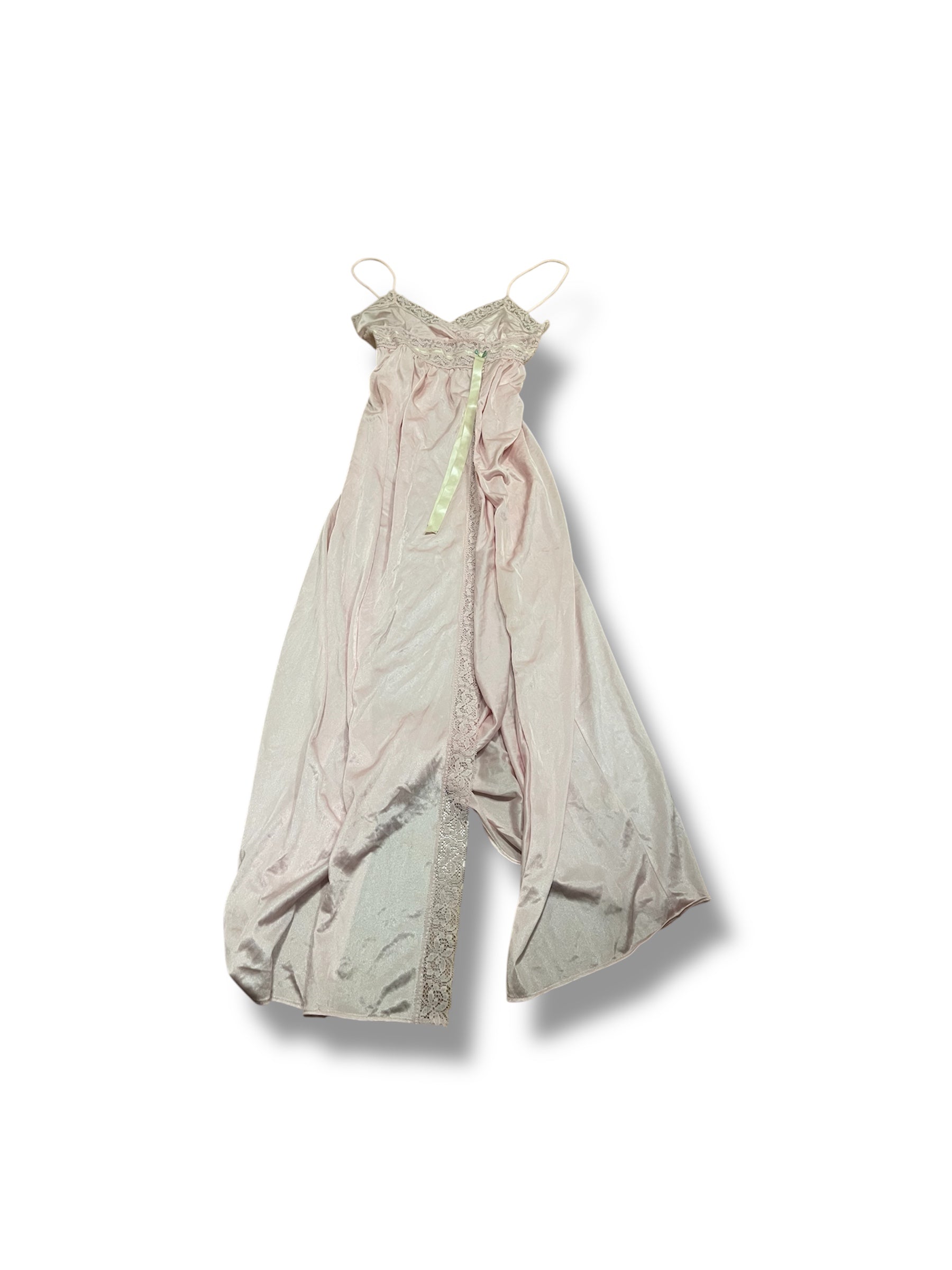Pink 80’s glamours pink long lacey slip medium