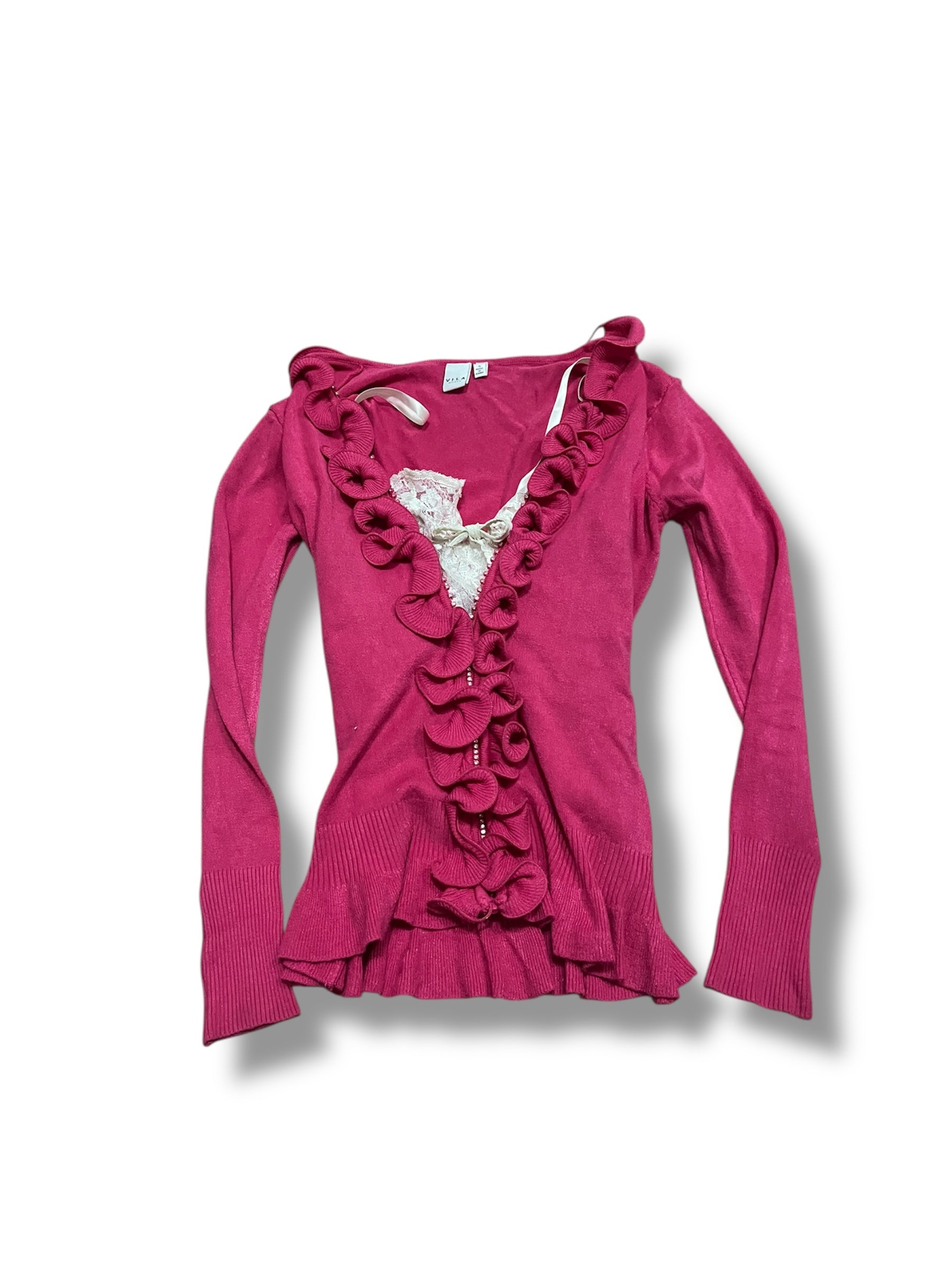 Hot pink ruffle 2000’s jacket size small