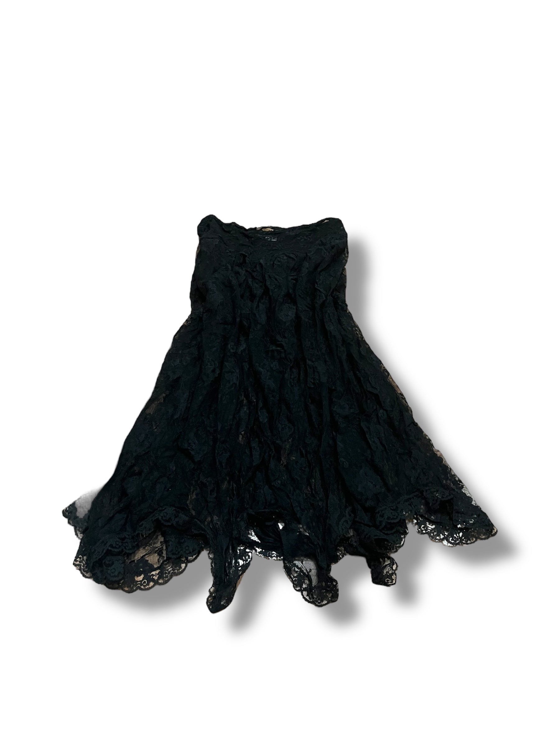 Black midi sheer vintage asymmetrical skirt size 7