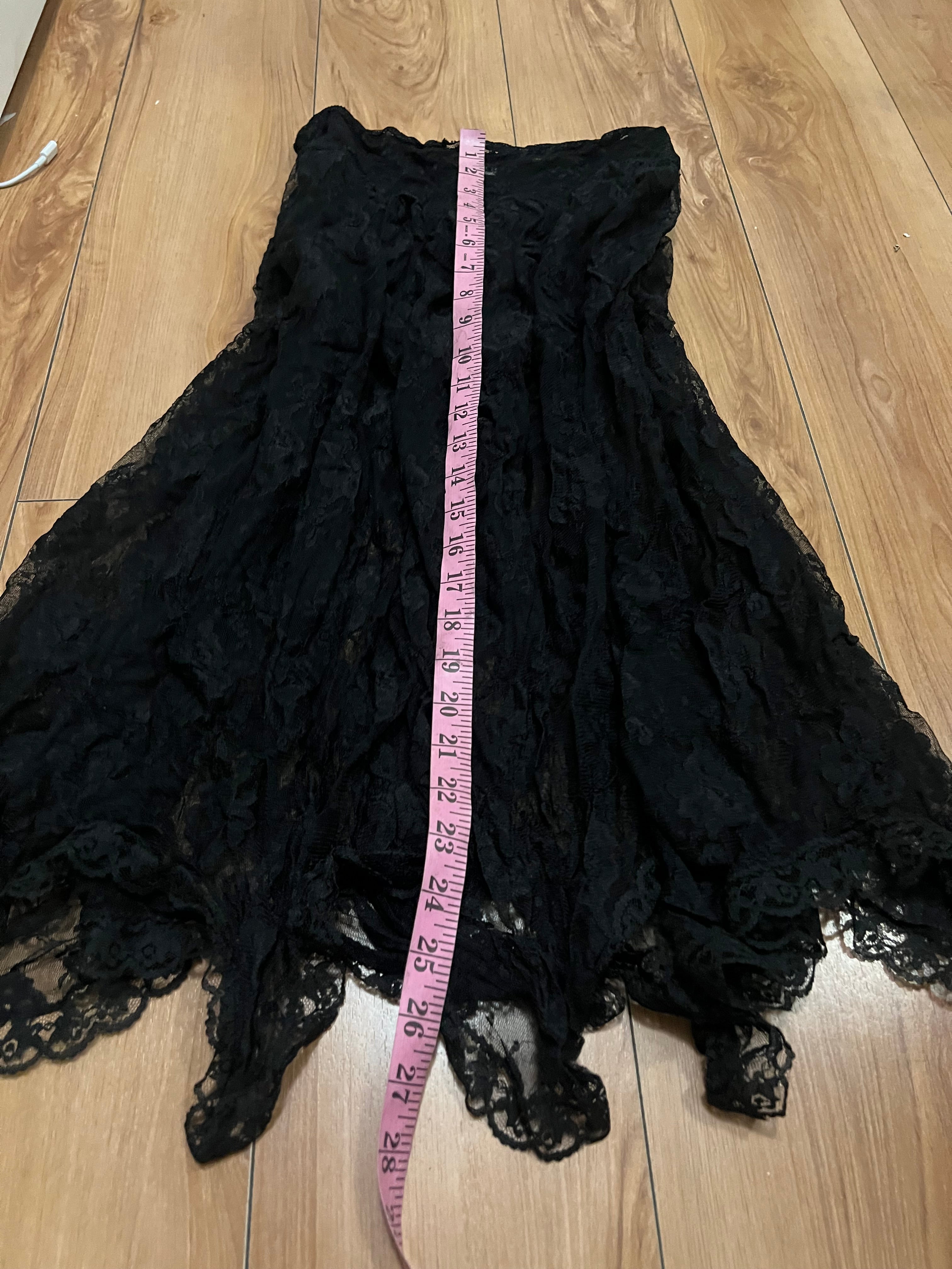 Black midi sheer vintage asymmetrical skirt size 7
