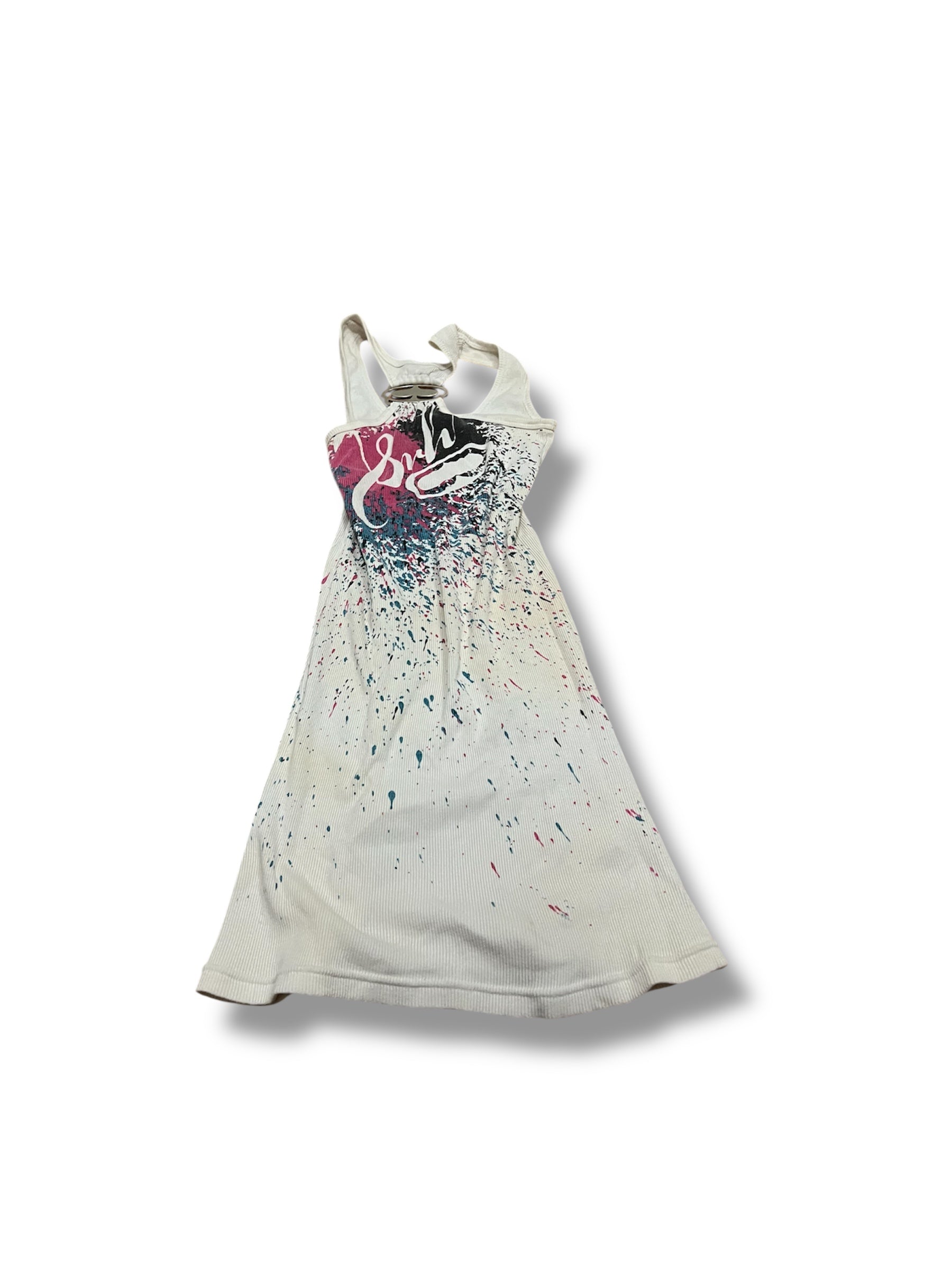 White cyber y2k emo grunge micro dress with metal thing size small