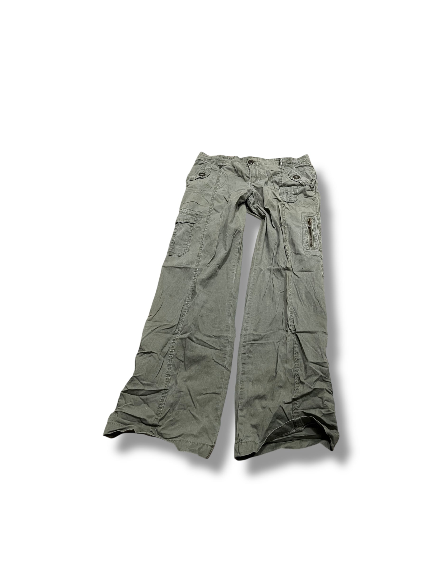 Green fairy whimsy bedazzled cargo flare pants size 6petite