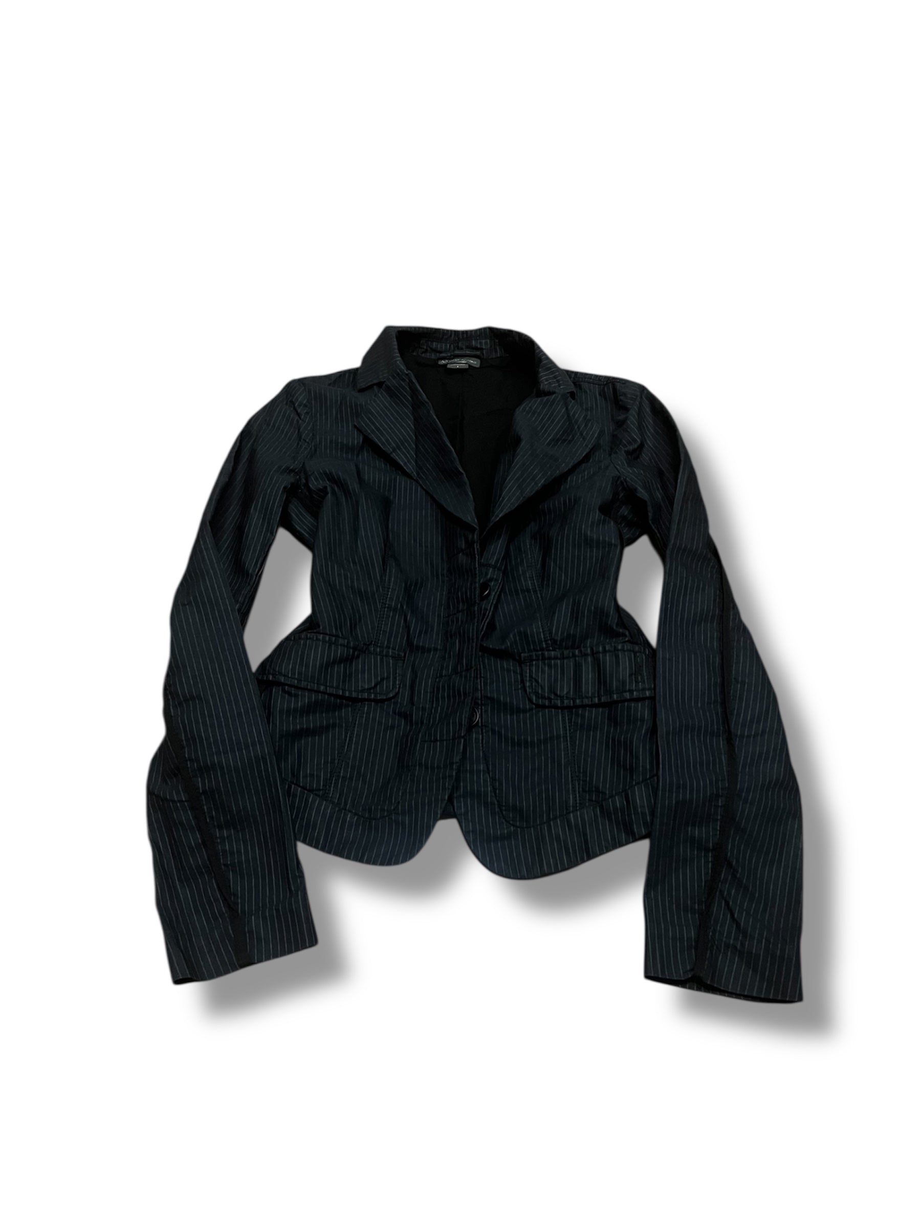 Black grey snatched pinstripe blazer jacket Alice Cullen size small