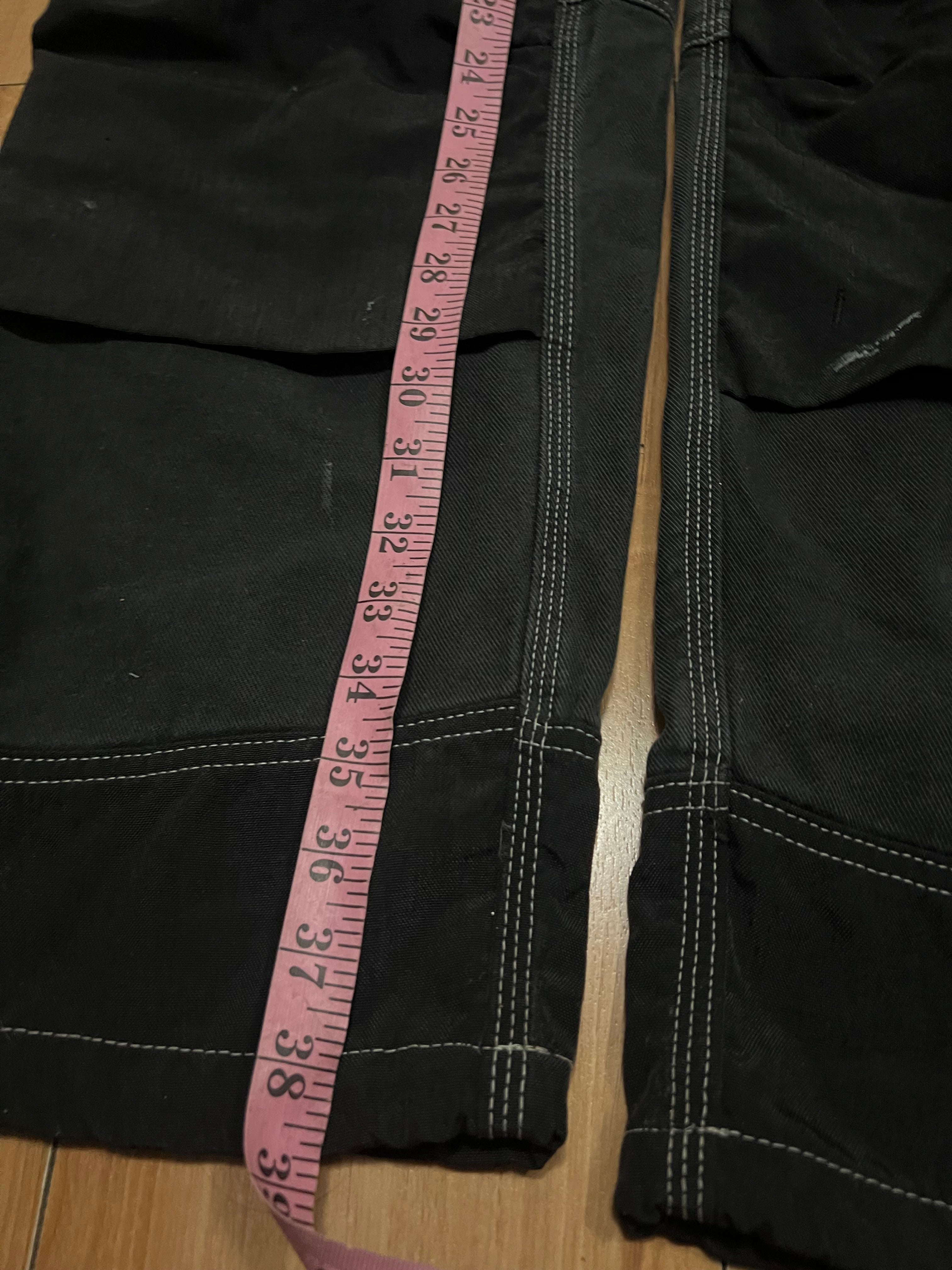 Black grunge rave blue collar cargo pants size 34x32