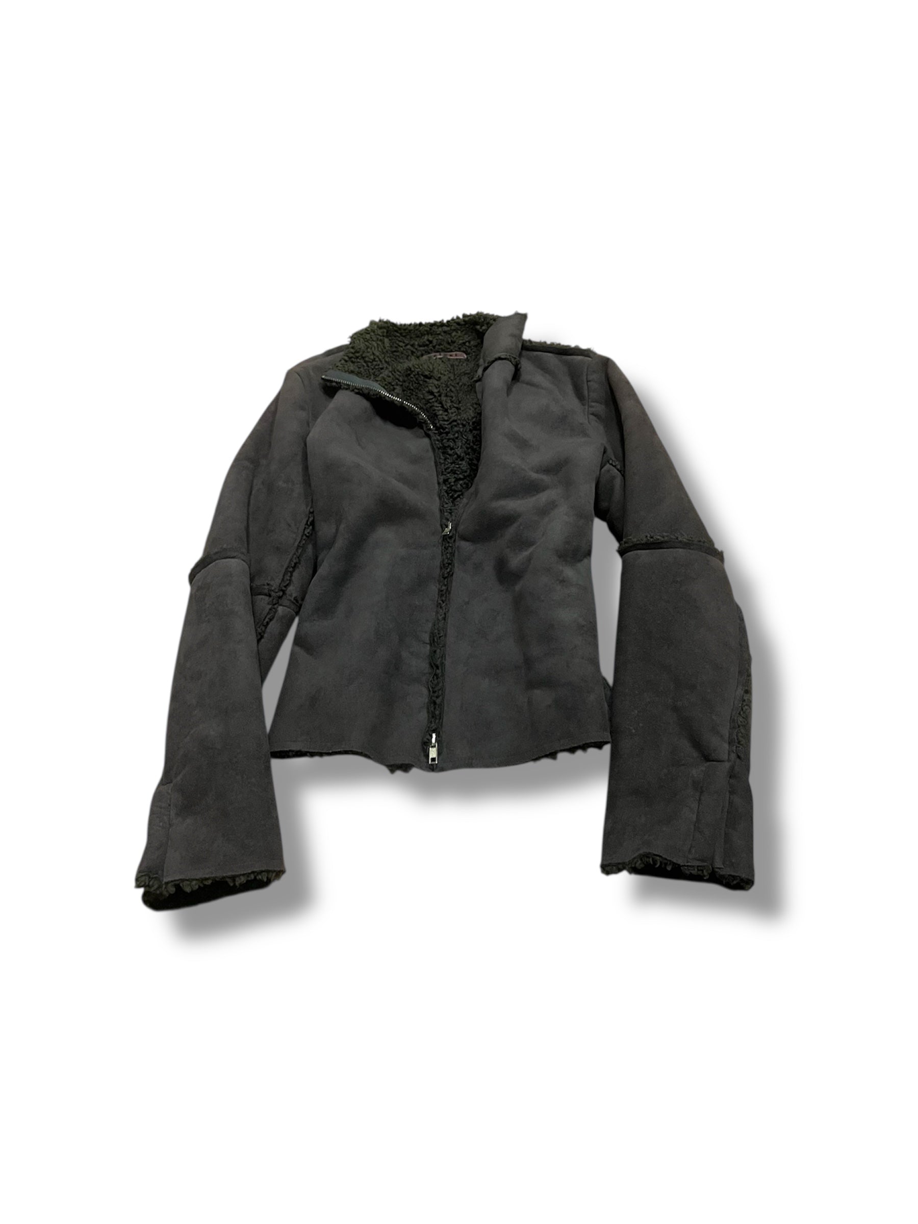 Grey striped Sherpa jacket