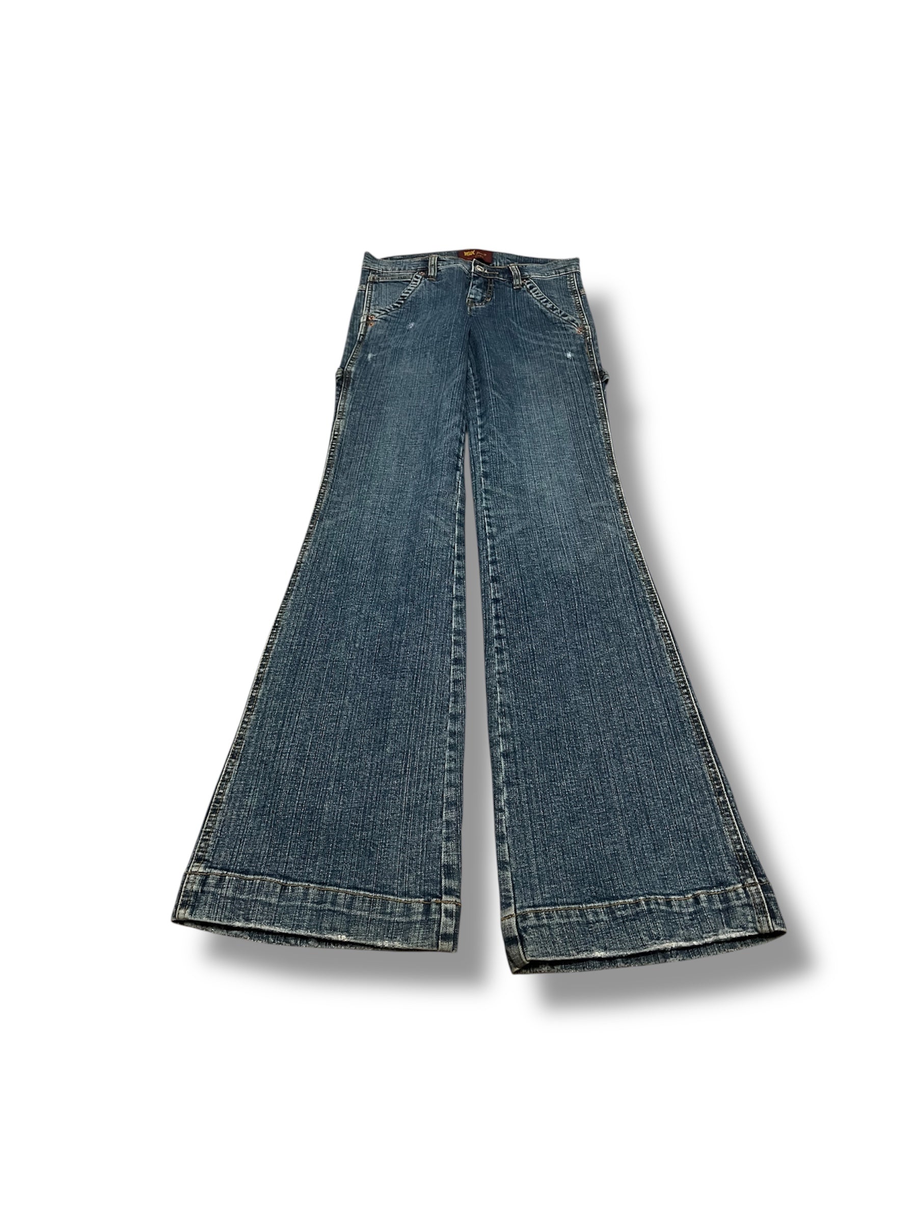 Low rise wide leg cargo jean pants