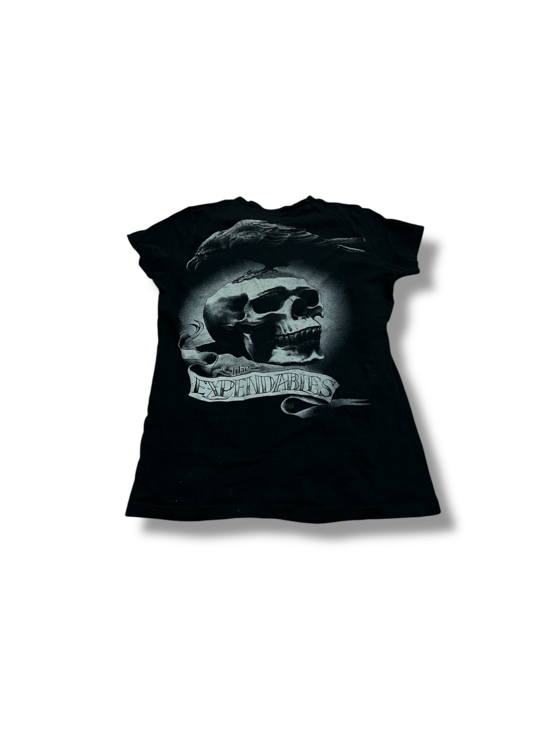 Black skull medium baby tee