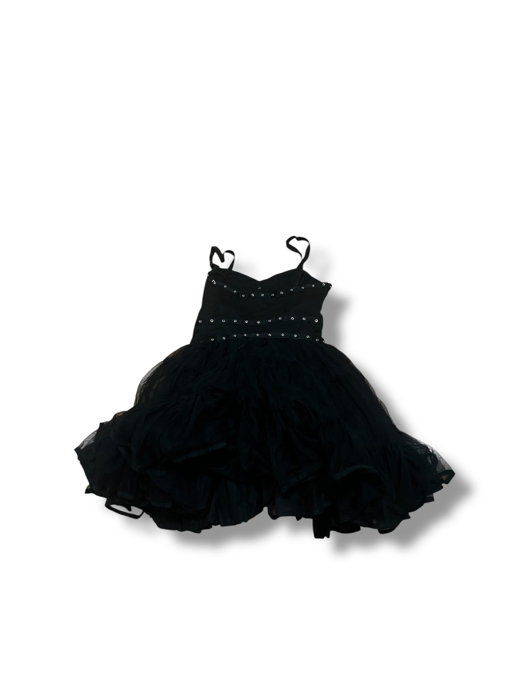 Black studed frilly kinder goth micro dress size Xs