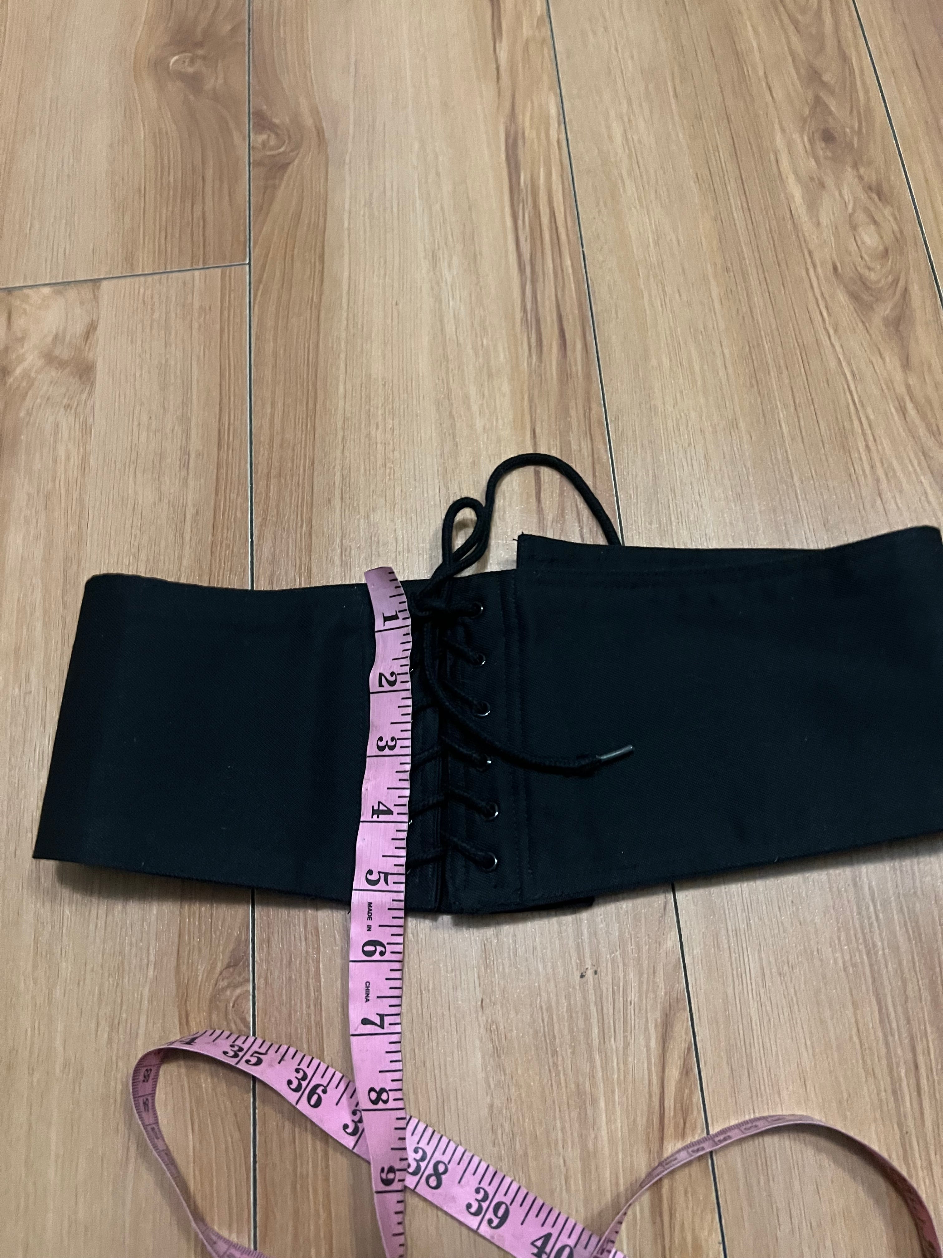 Lace up black waist sincher belt