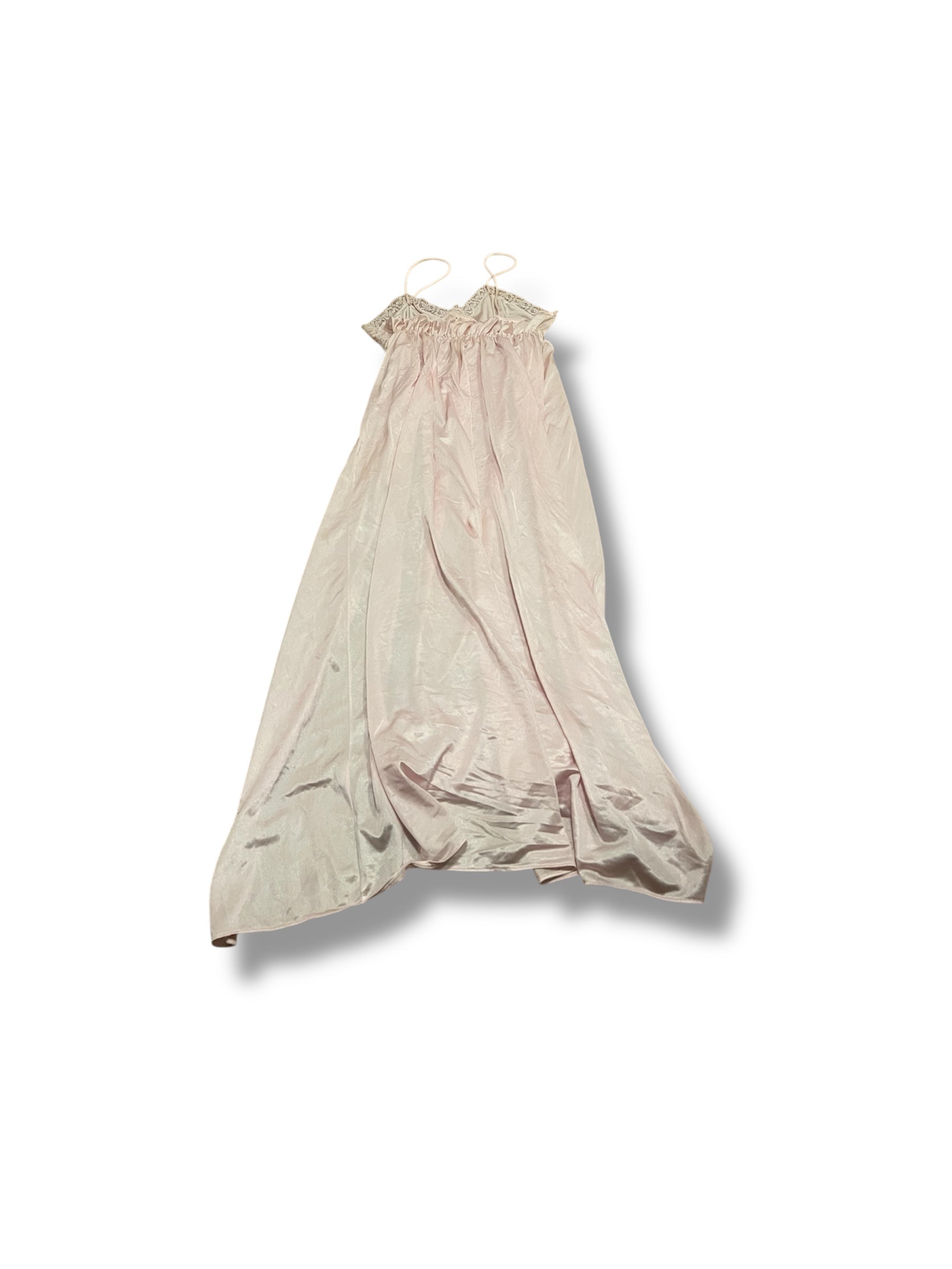 Pink 80’s glamours pink long lacey slip medium
