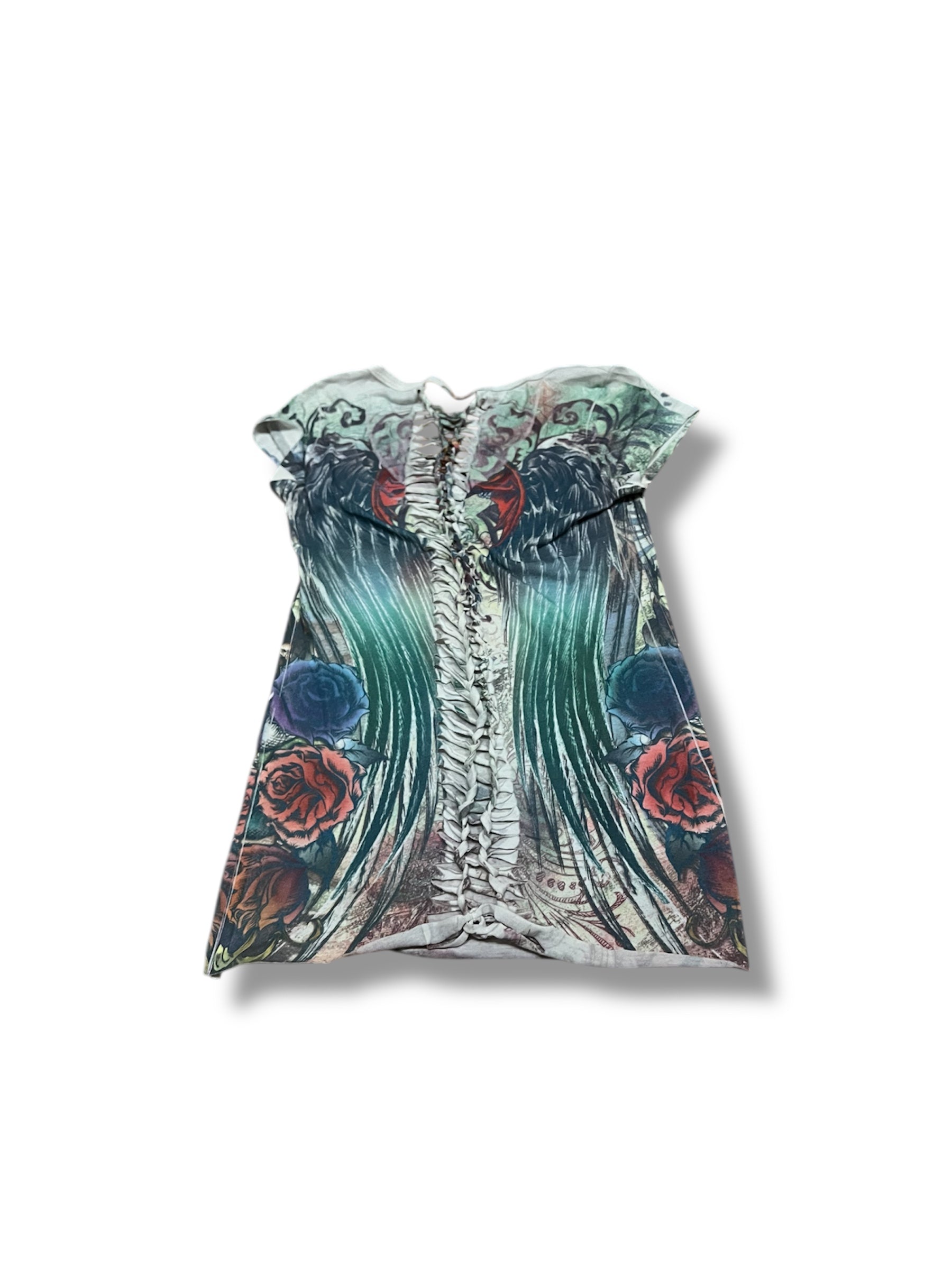 Y2k cyber grunge top colorful size medium