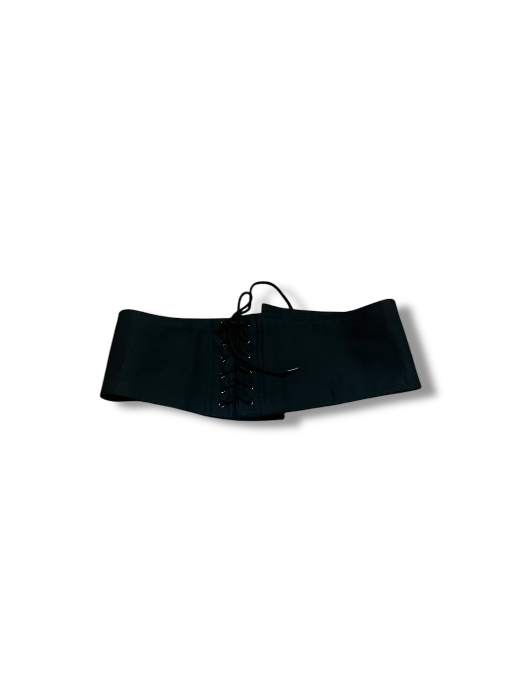 Lace up black waist sincher belt