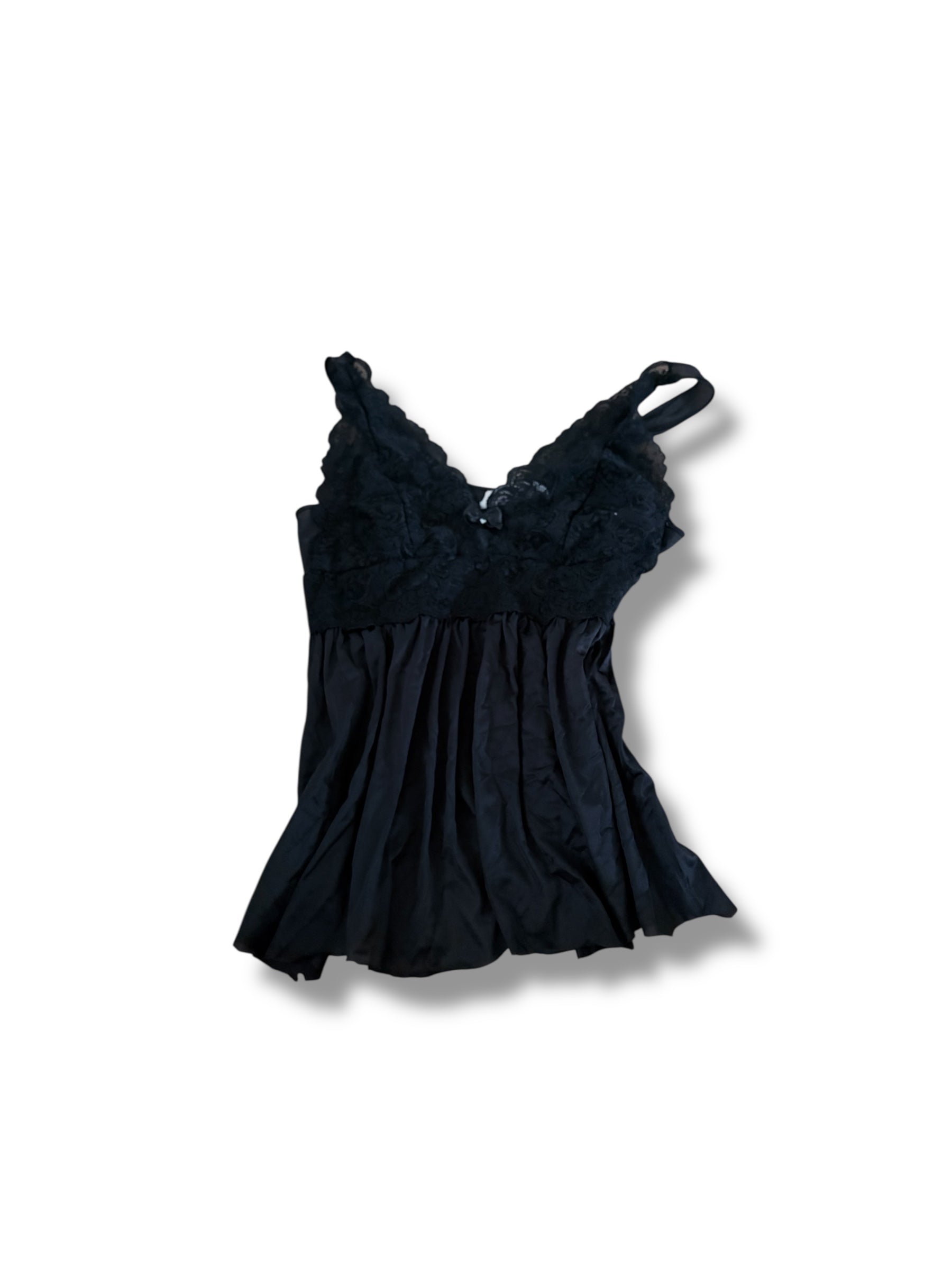 Black Lacey off the shoulder osh cami top with bow size small
