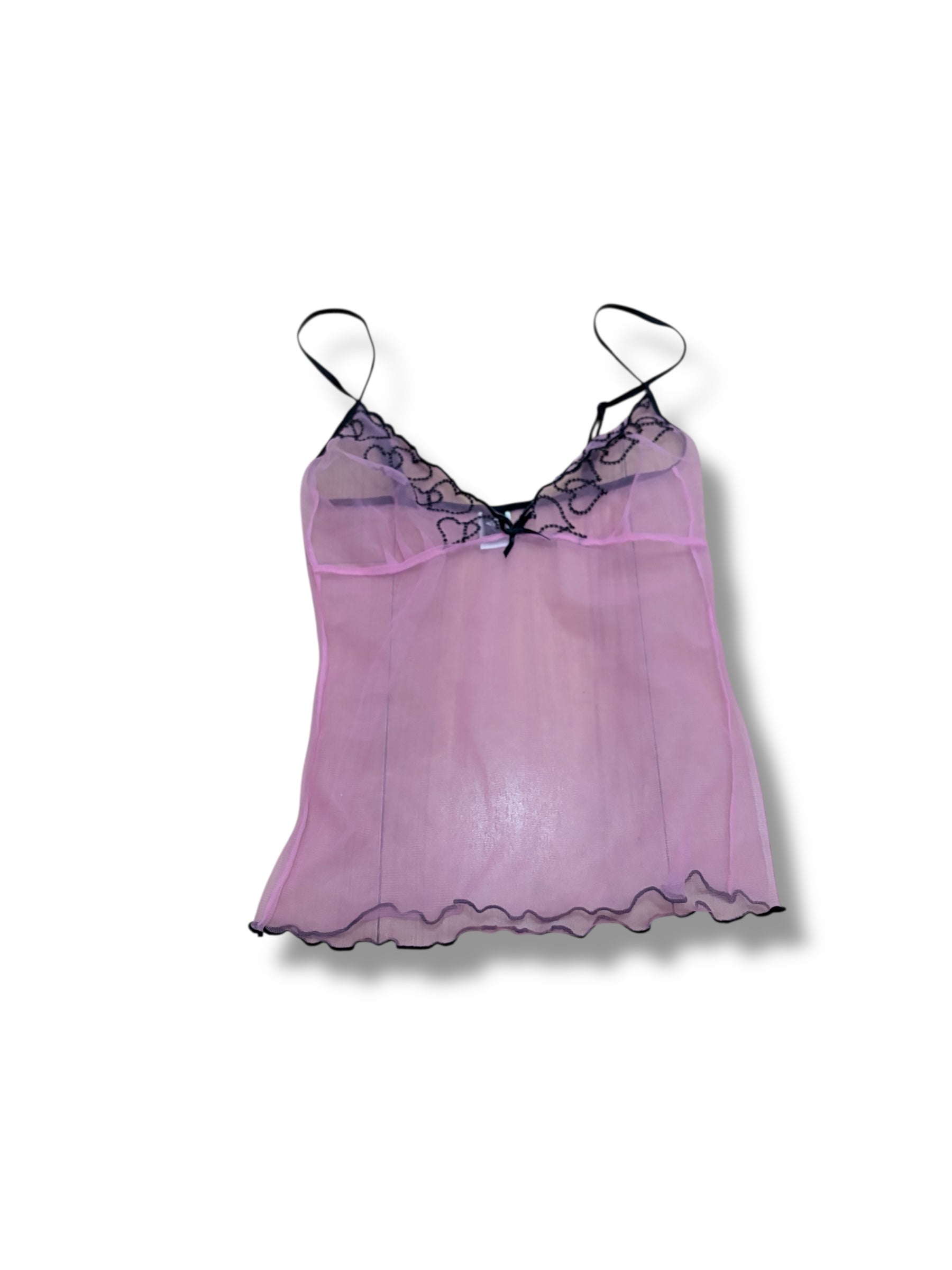 Mall goth vintage hot topic pink black babydoll mesh cami