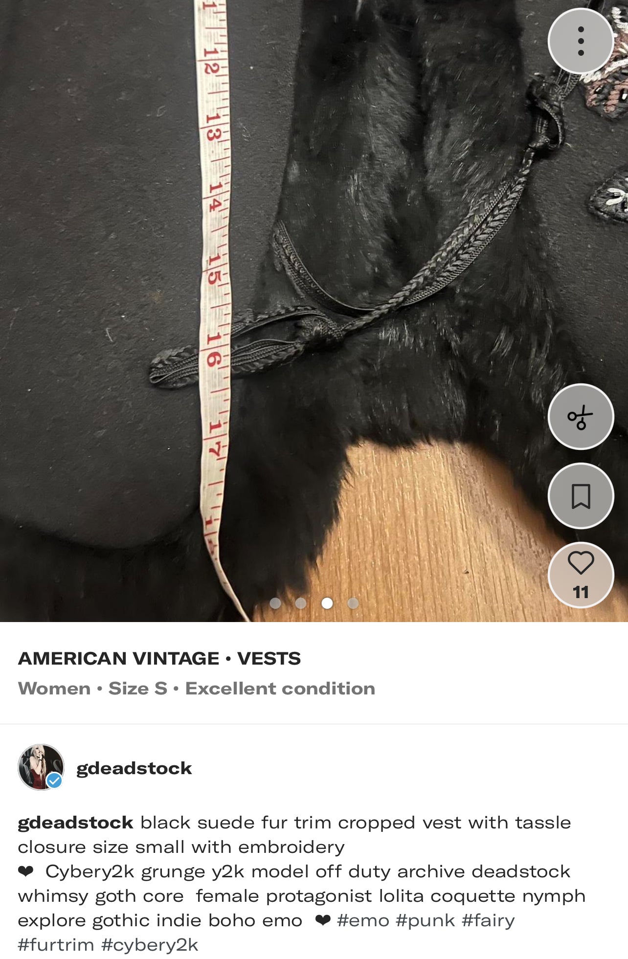Fur suede fairy whimsy embroidery vest with fur small