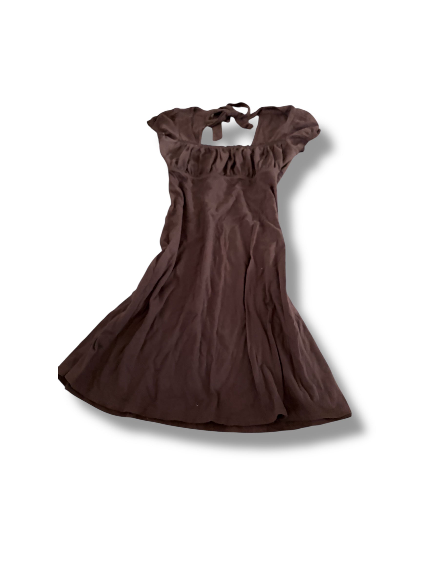Brown milkmaid tie babydoll dress size small lei