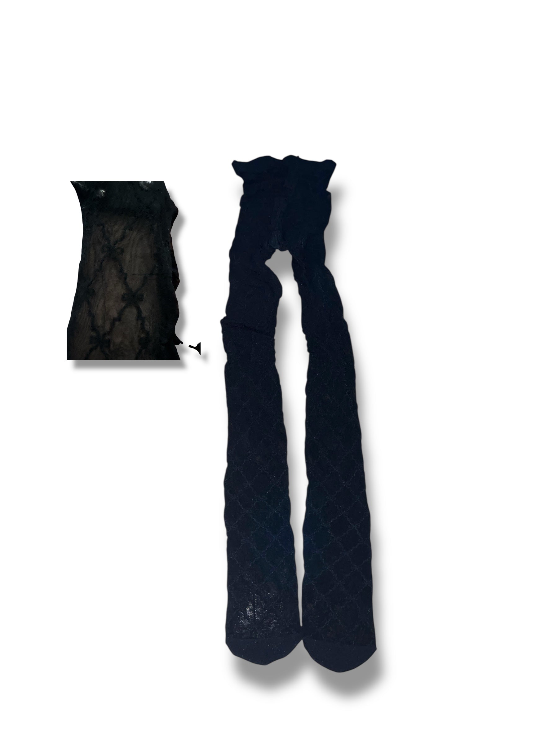 Bow embroidered tights one size