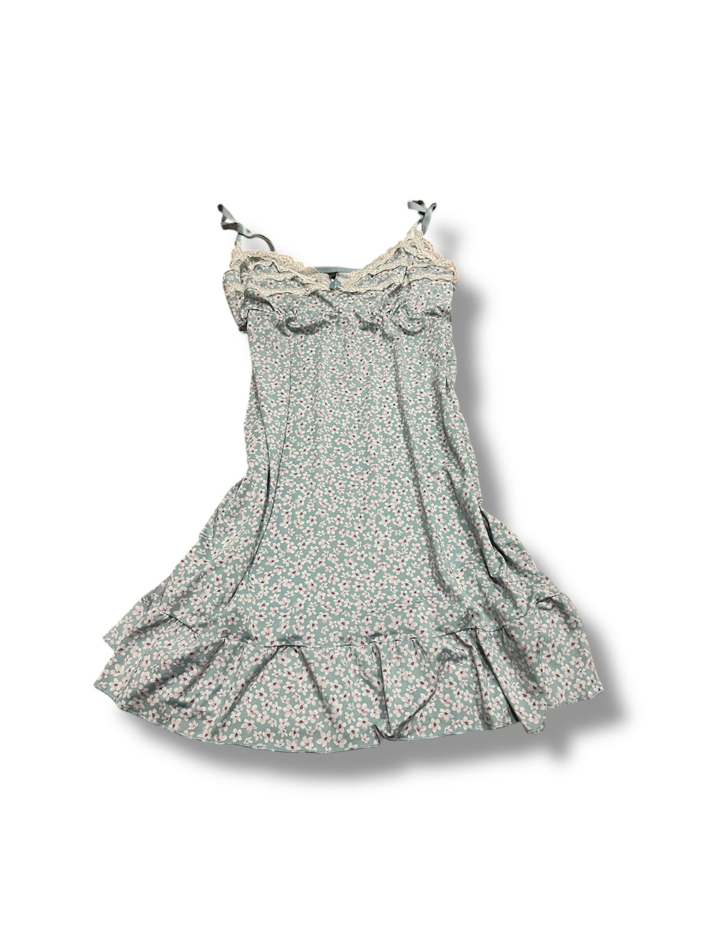 Baby blue white mini slip dress