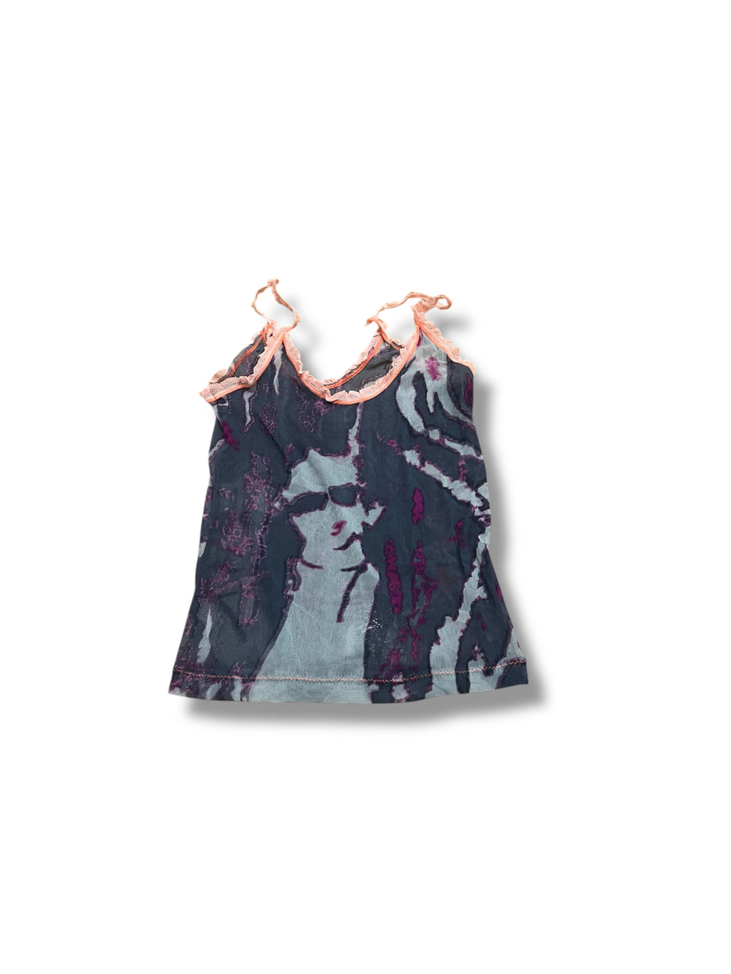 Face mesh frilly cami top size small
