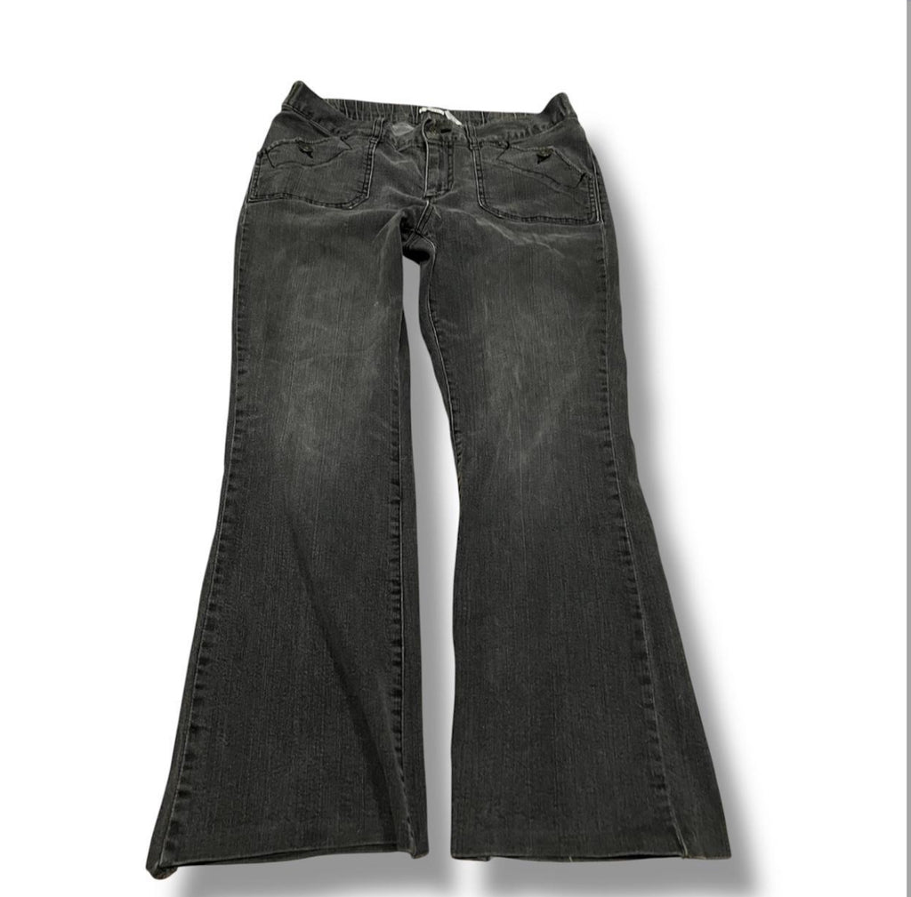Low rise flare denim studded jeans with cool 90’s fit