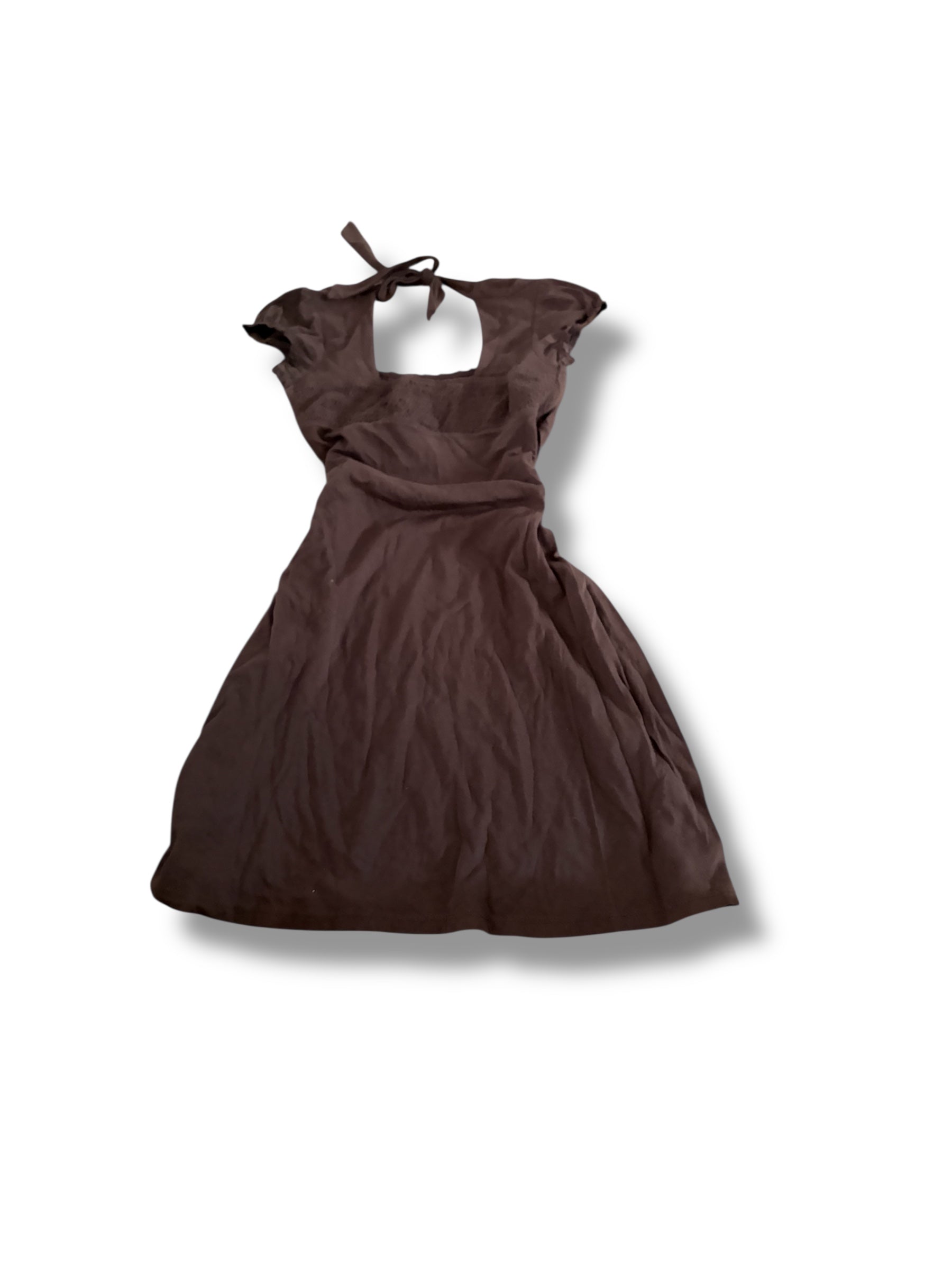 Brown milkmaid tie babydoll dress size small lei