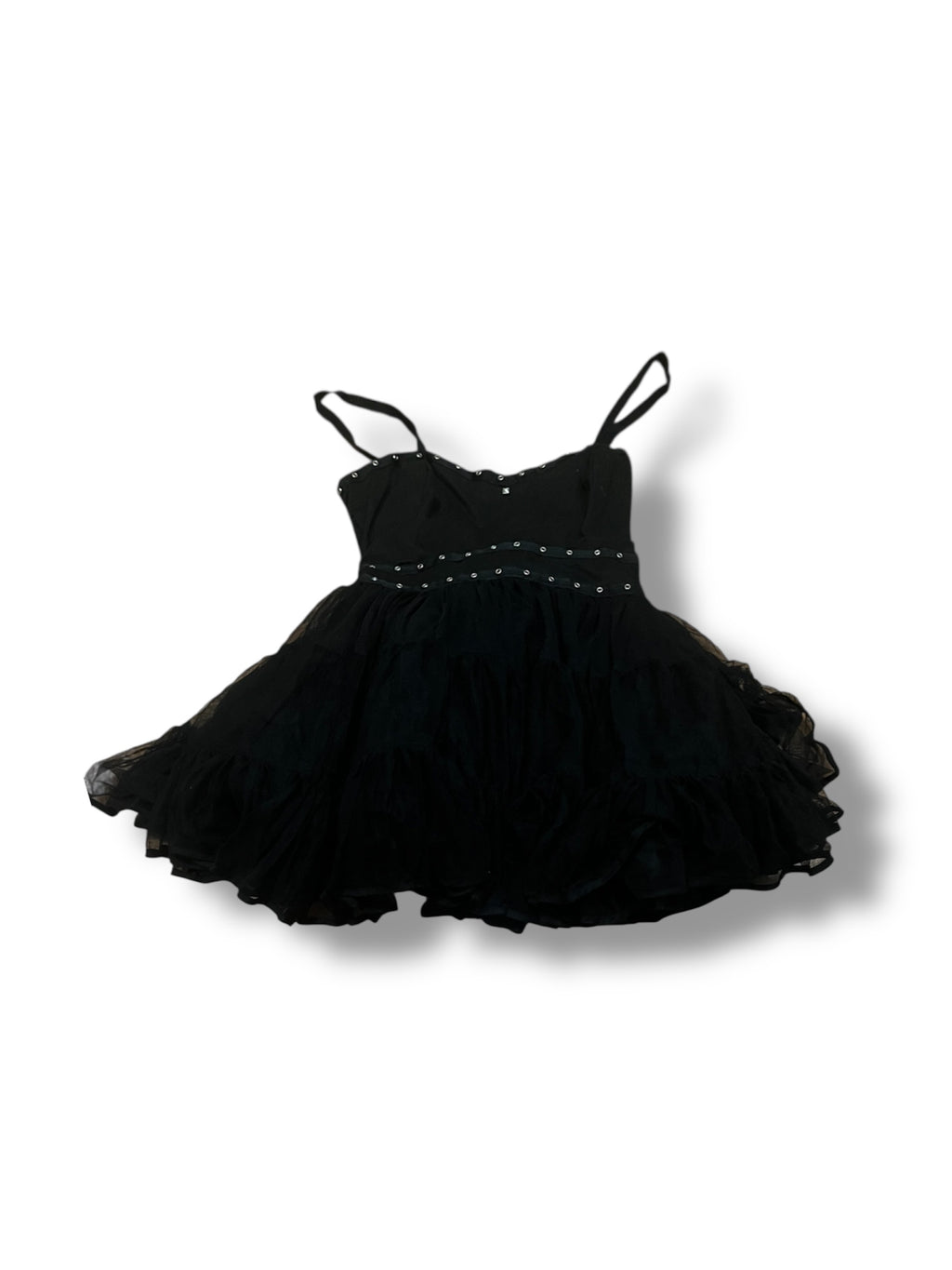 Black studed frilly kinder goth micro dress size Xs