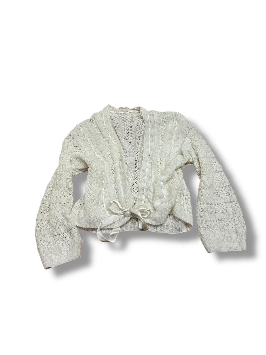 White ribbon light crotchet jacket size medium