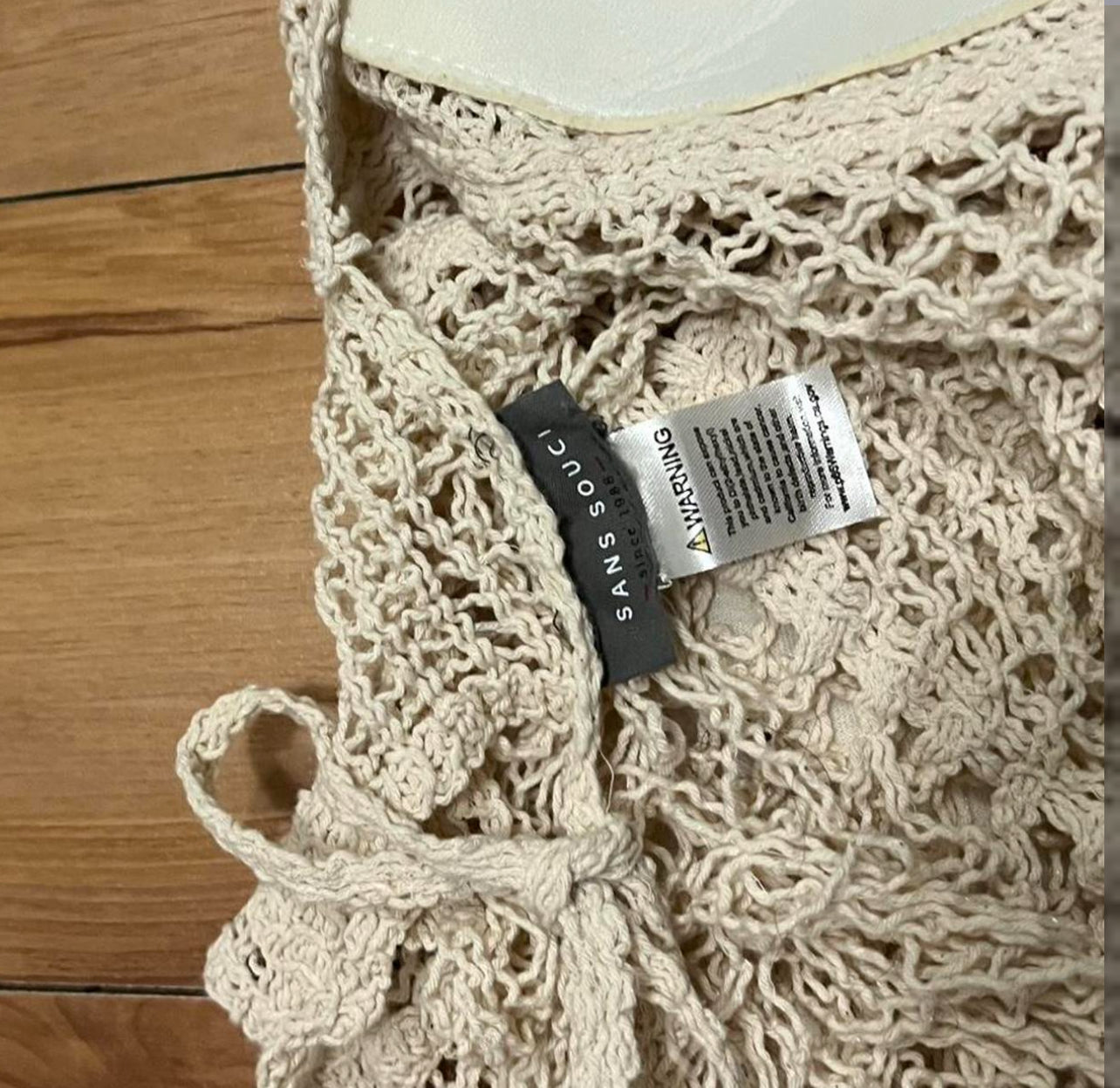 Beige beach halter cami tie top with fringe size small