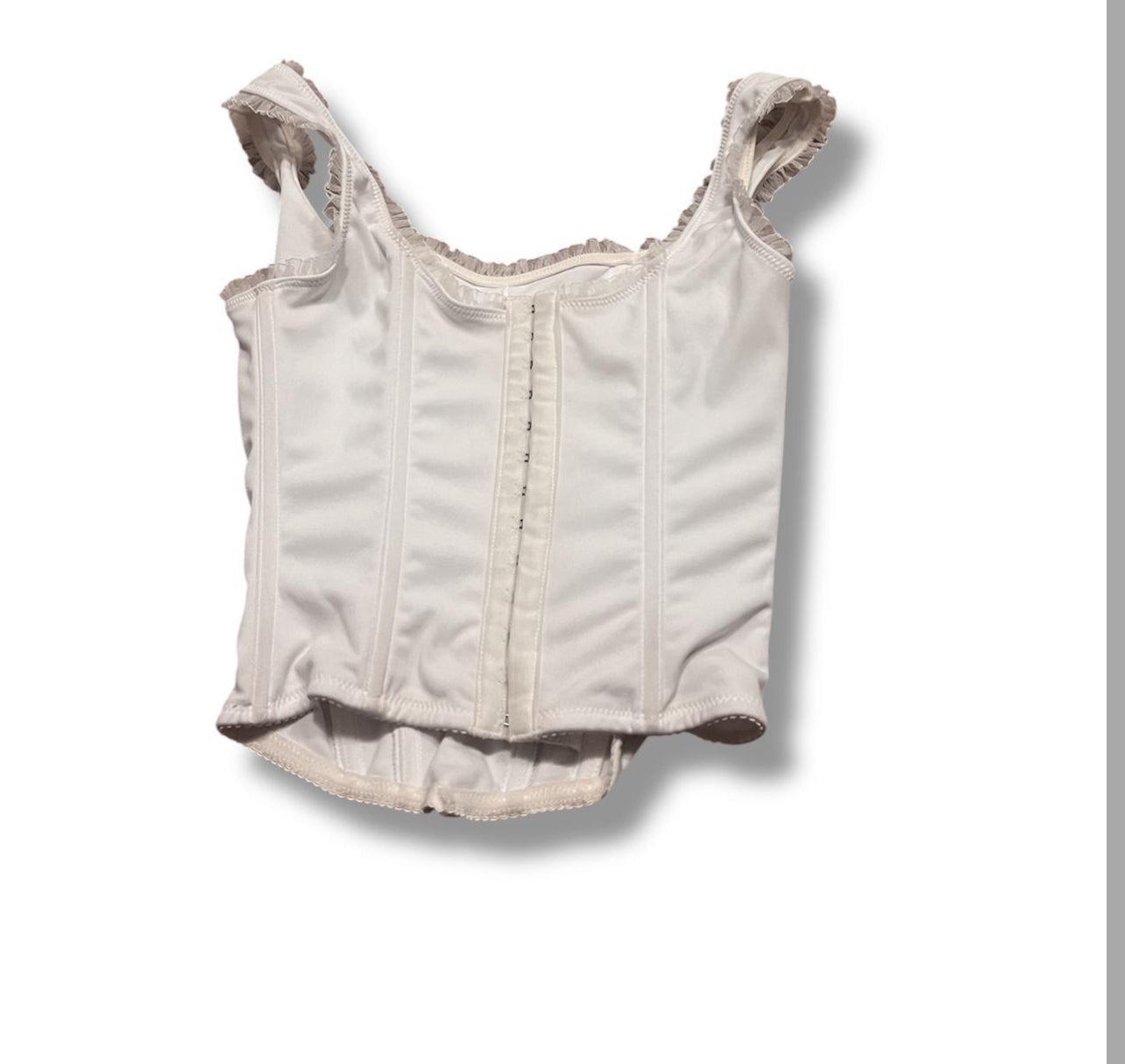 Babydoll pink white corset top milkmaid bow size medium