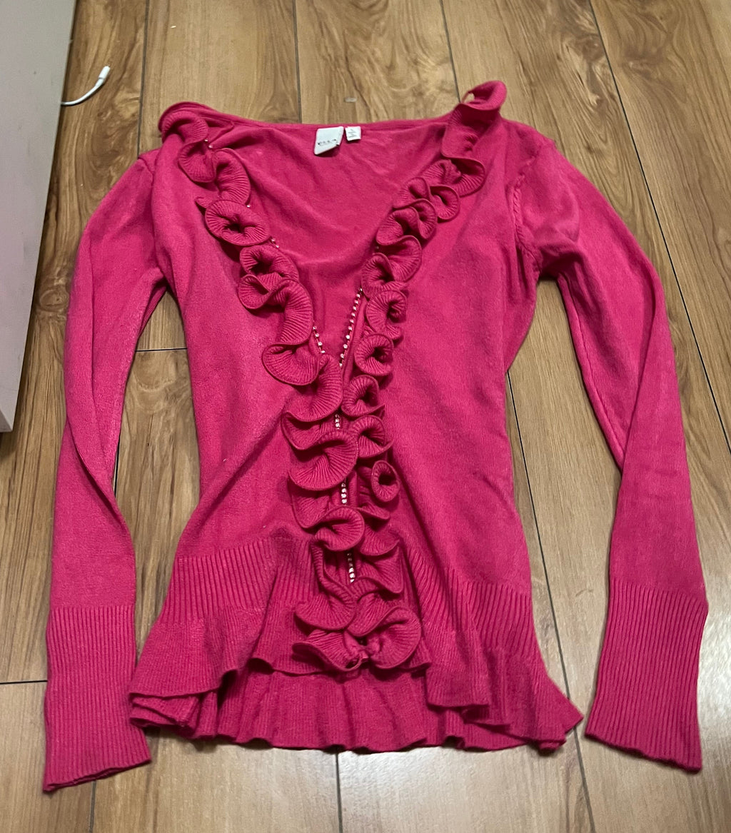 Hot pink ruffle 2000’s jacket size small